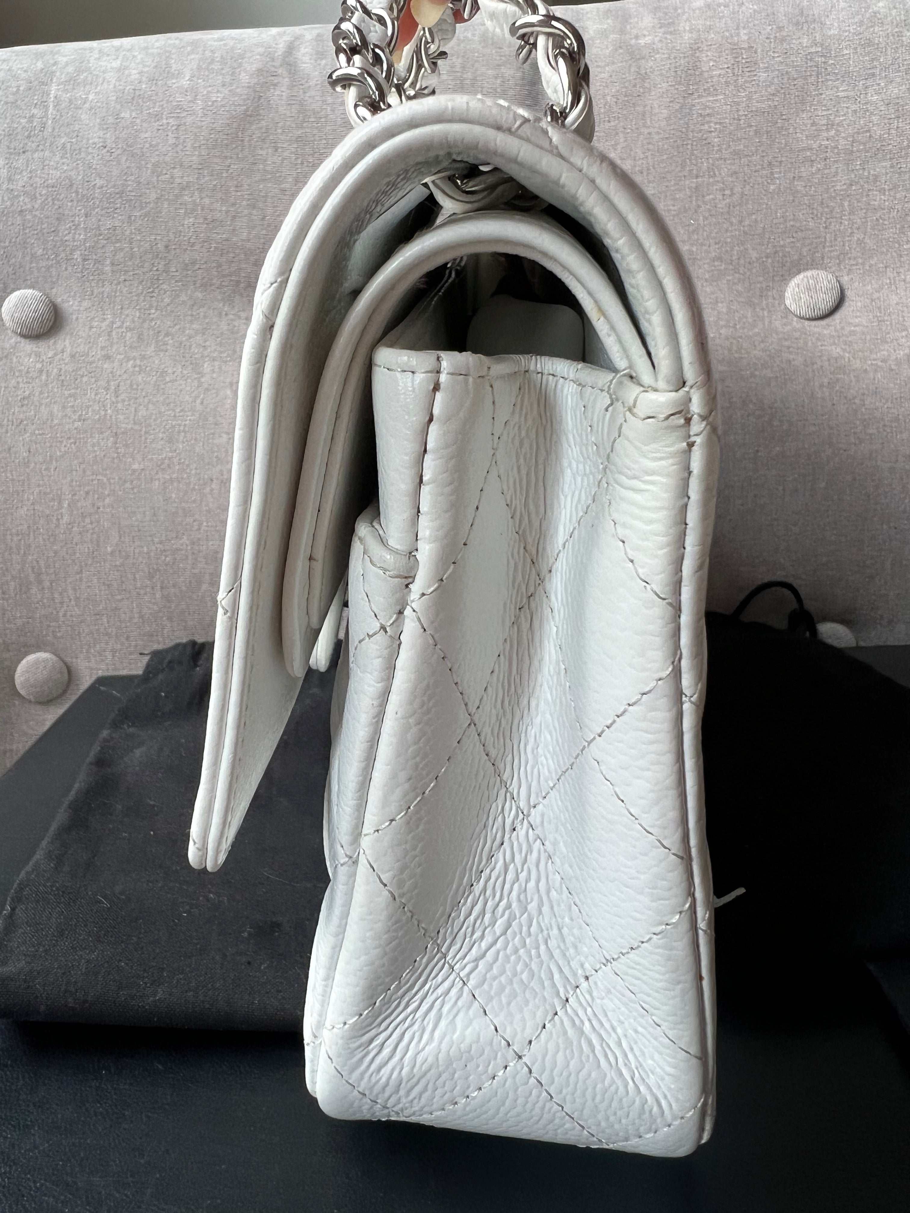 Chanel Medium Classic Flap in White Caviar (RRP £8,530)