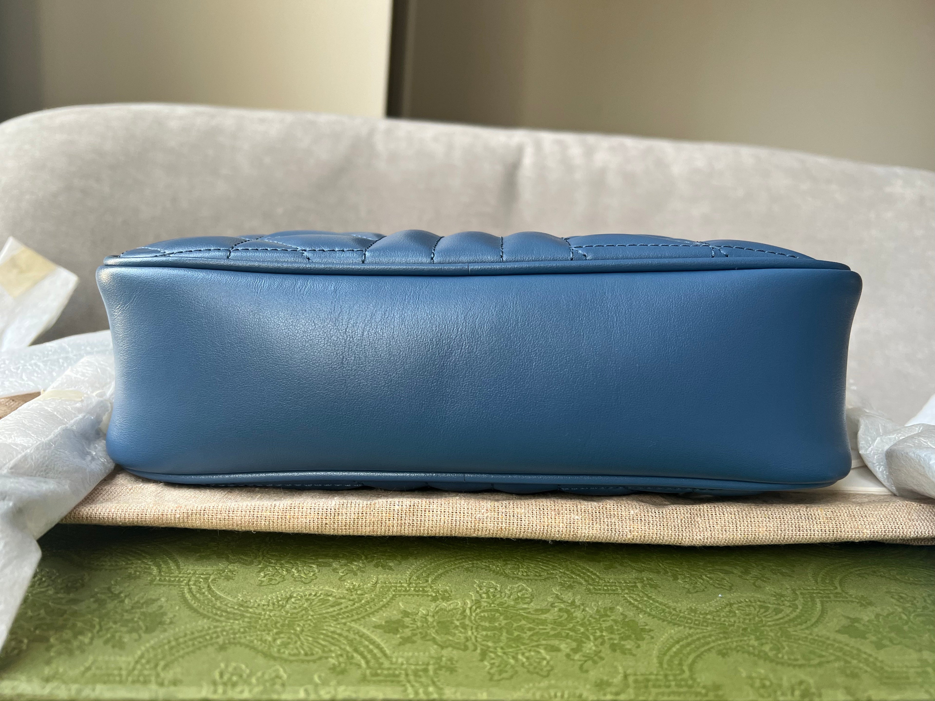 Gucci Aria GG Blue Marmont Small Shoulder Bag (RRP ��1250)