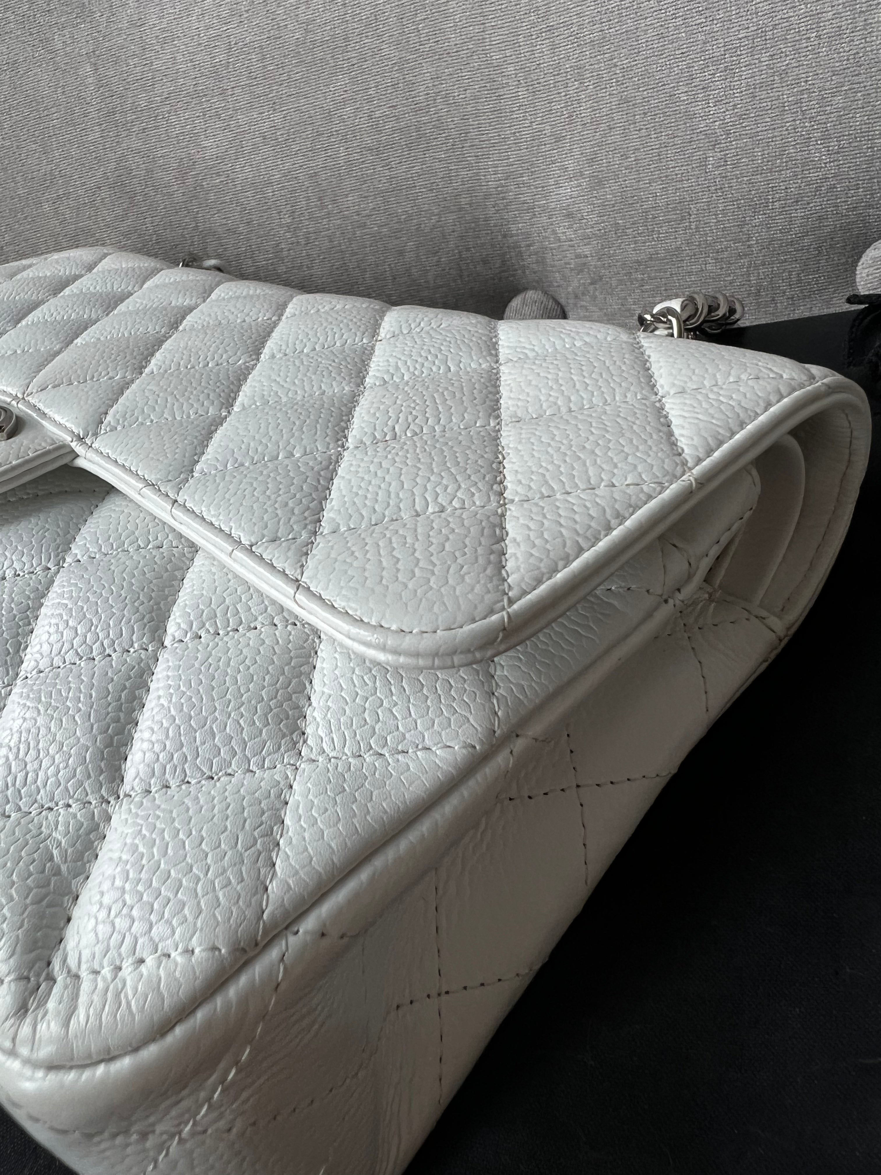 Chanel Medium Classic Flap in White Caviar (RRP £8,530)