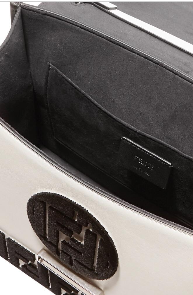 Fendi Flocked Black White Shoulder Bag