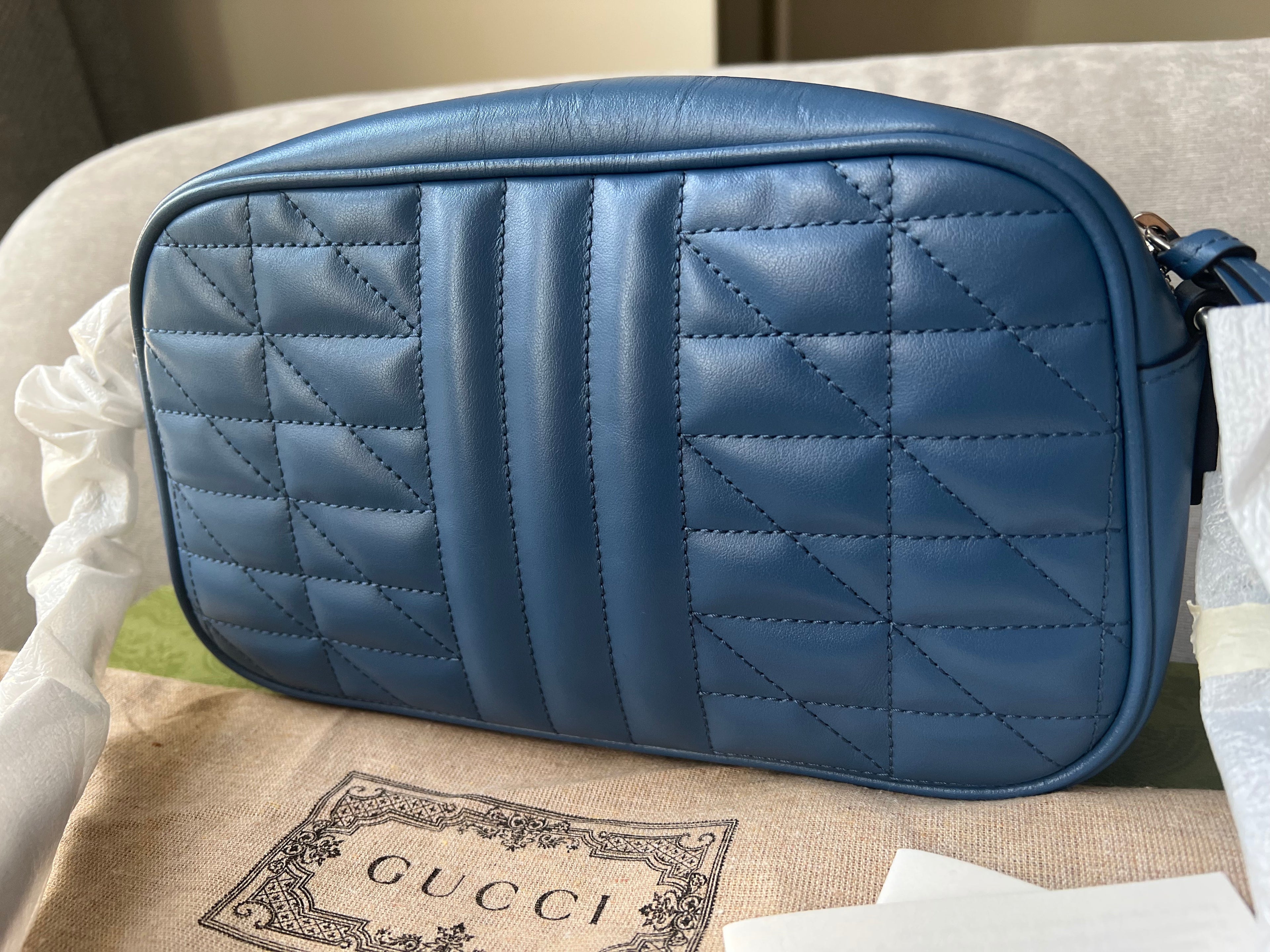Gucci Aria GG Blue Marmont Small Shoulder Bag (RRP ��1250)