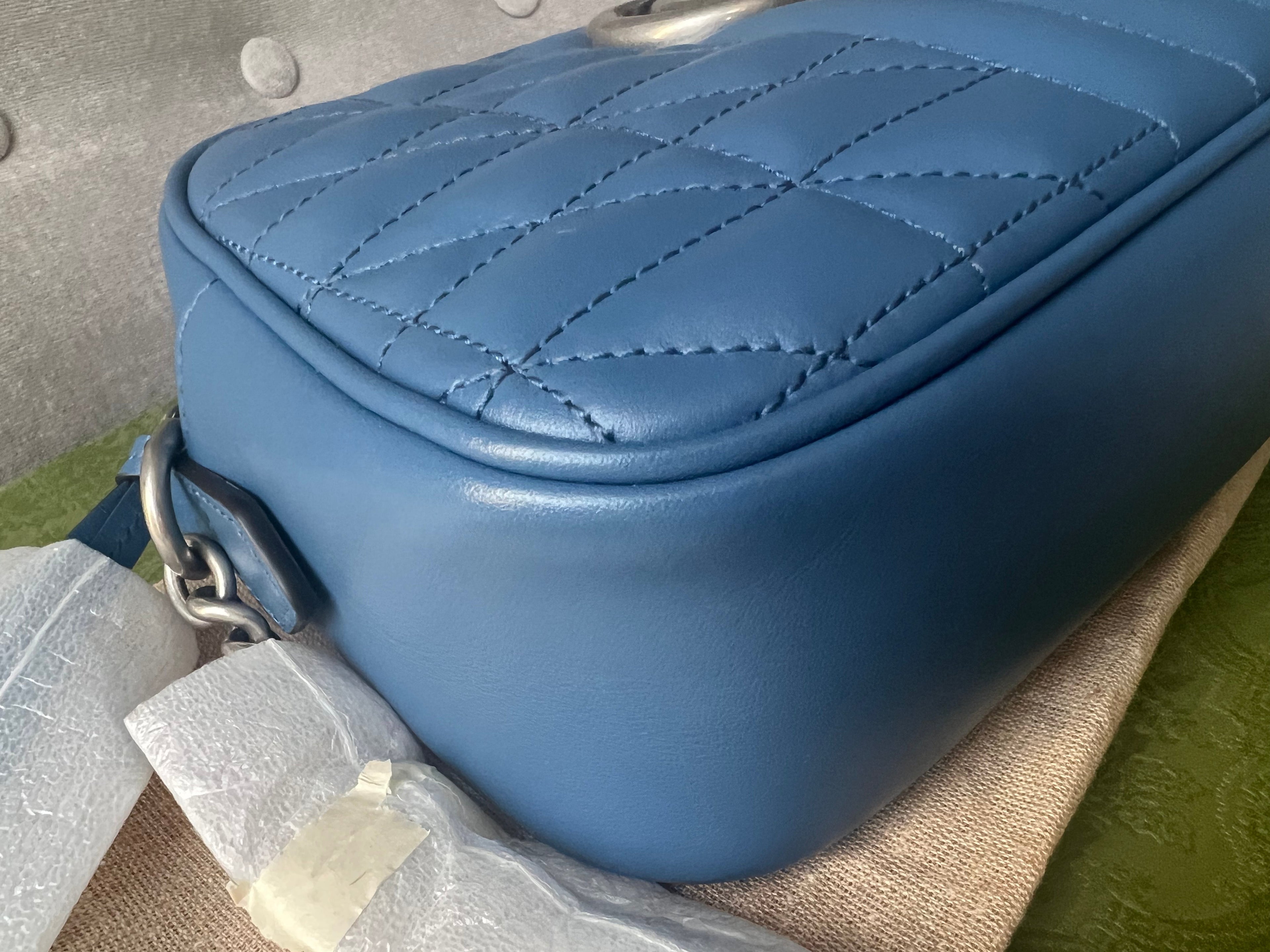 Gucci Aria GG Blue Marmont Small Shoulder Bag (RRP ��1250)