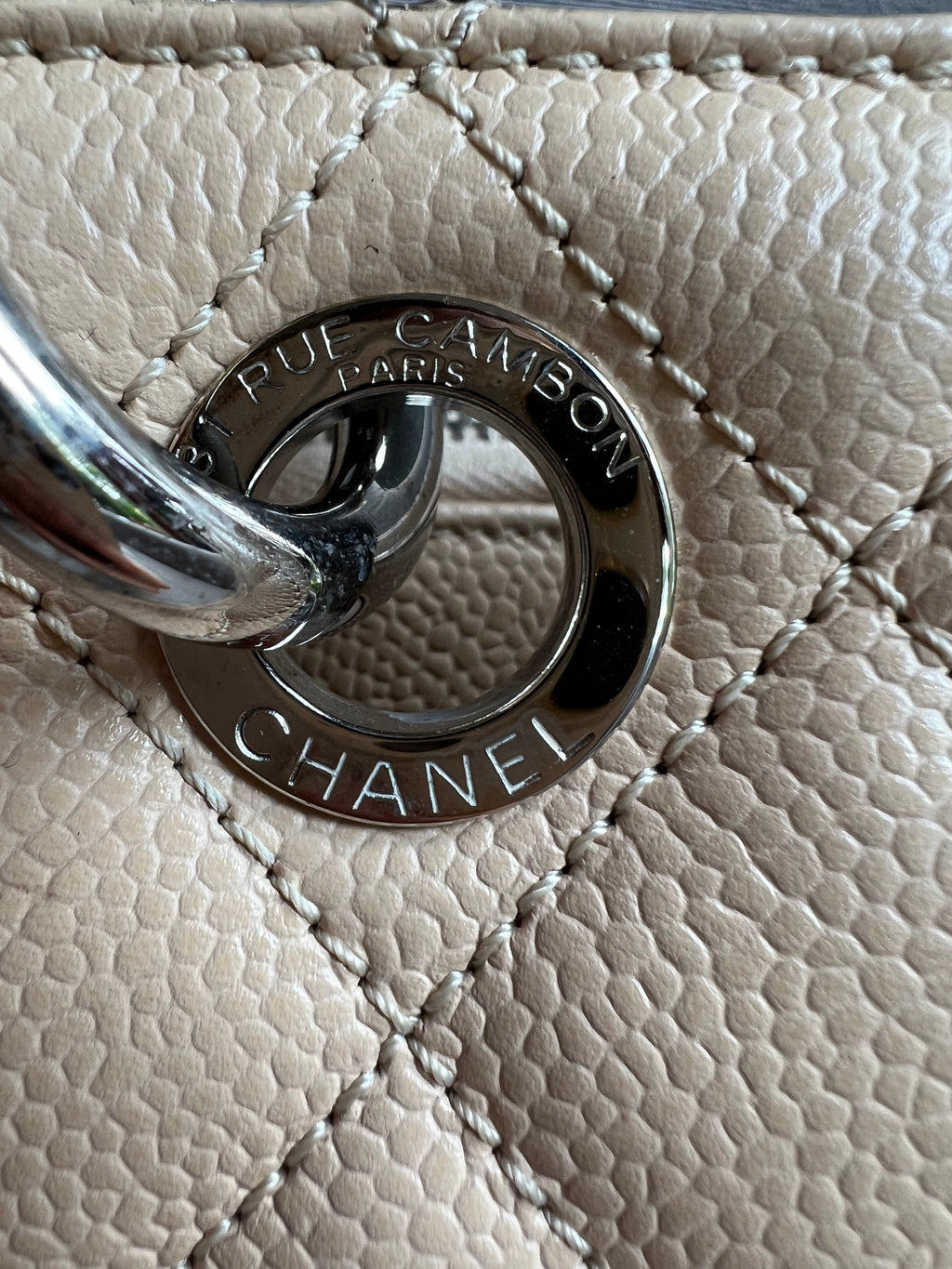 Chanel Light Beige Caviar Grand Shopper Tote with gold hardware (GST)