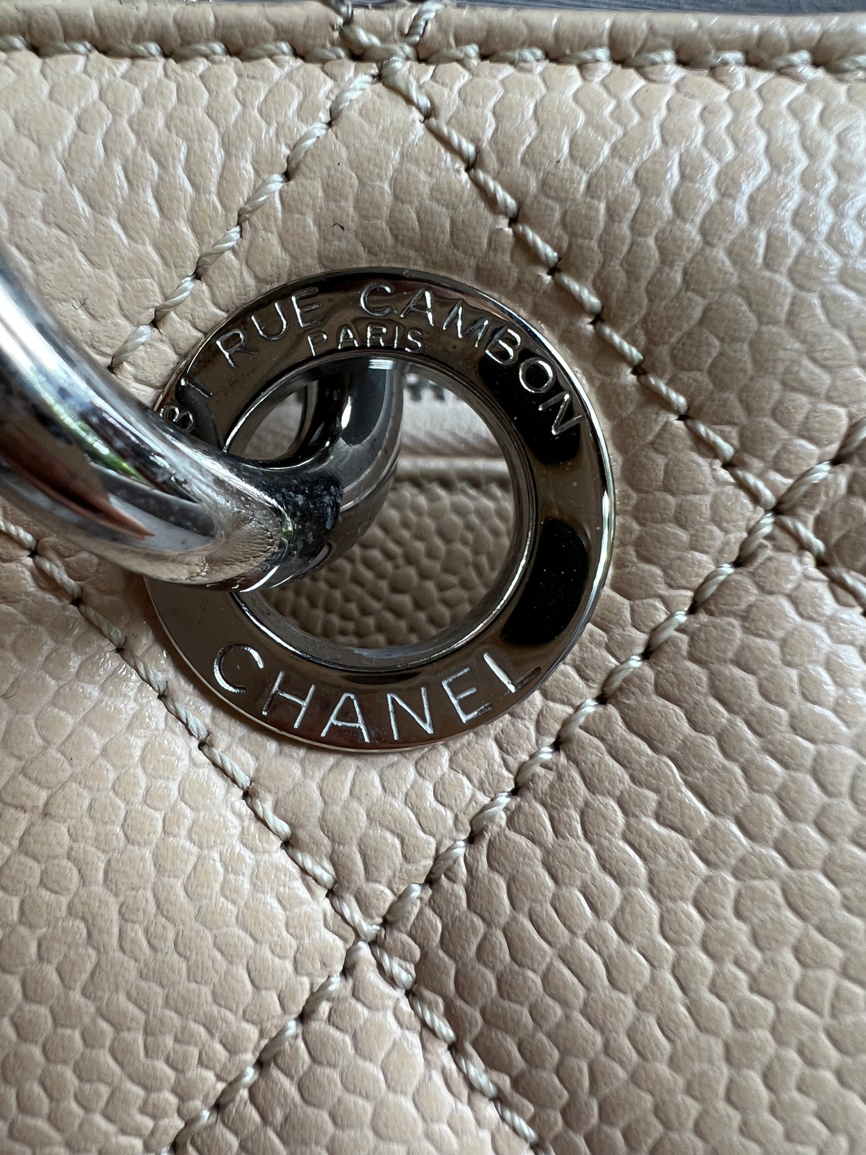 Chanel Light Beige Caviar Grand Shopper Tote with gold hardware (GST)