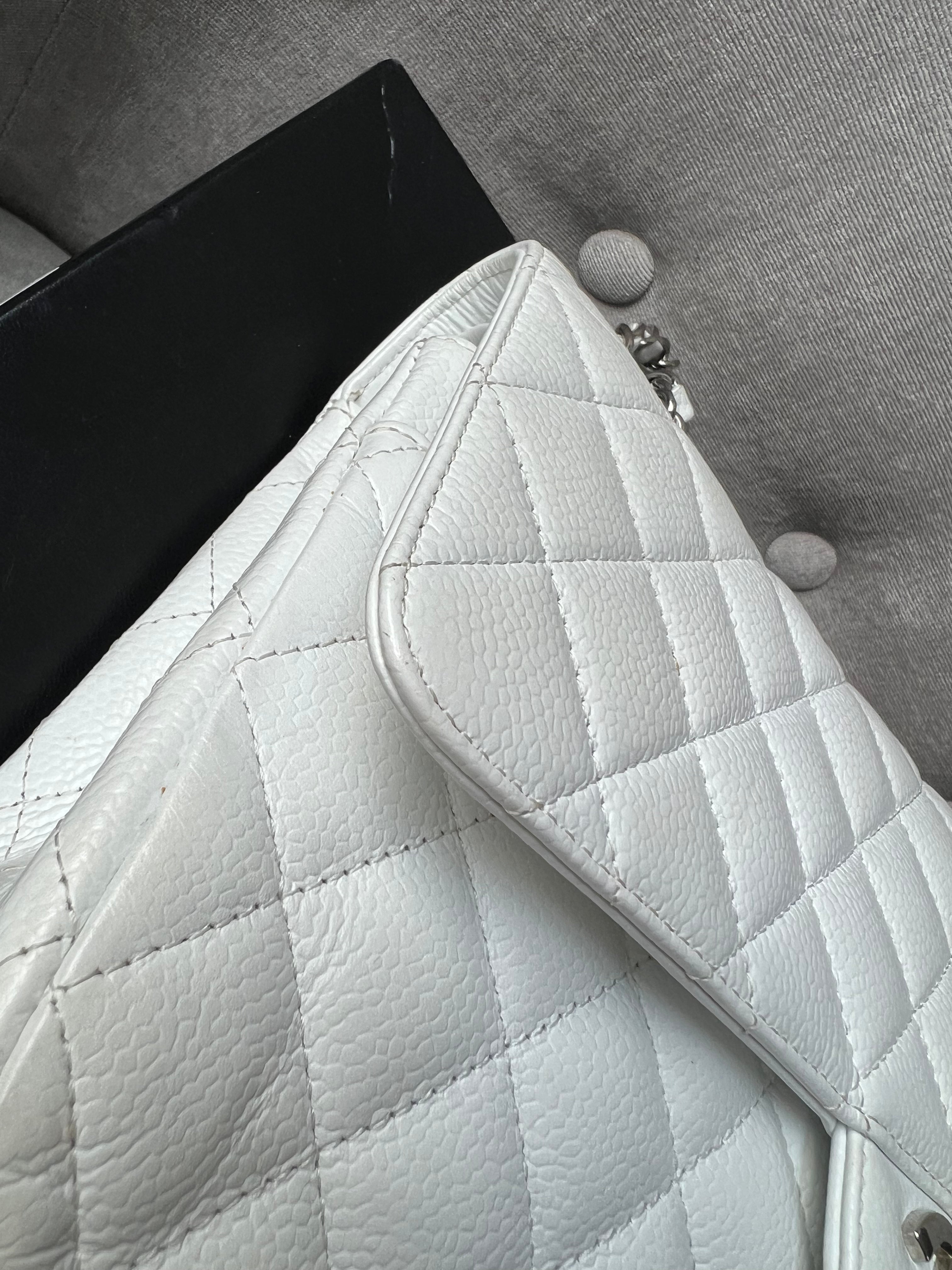 Chanel Medium Classic Flap in White Caviar (RRP £8,530)