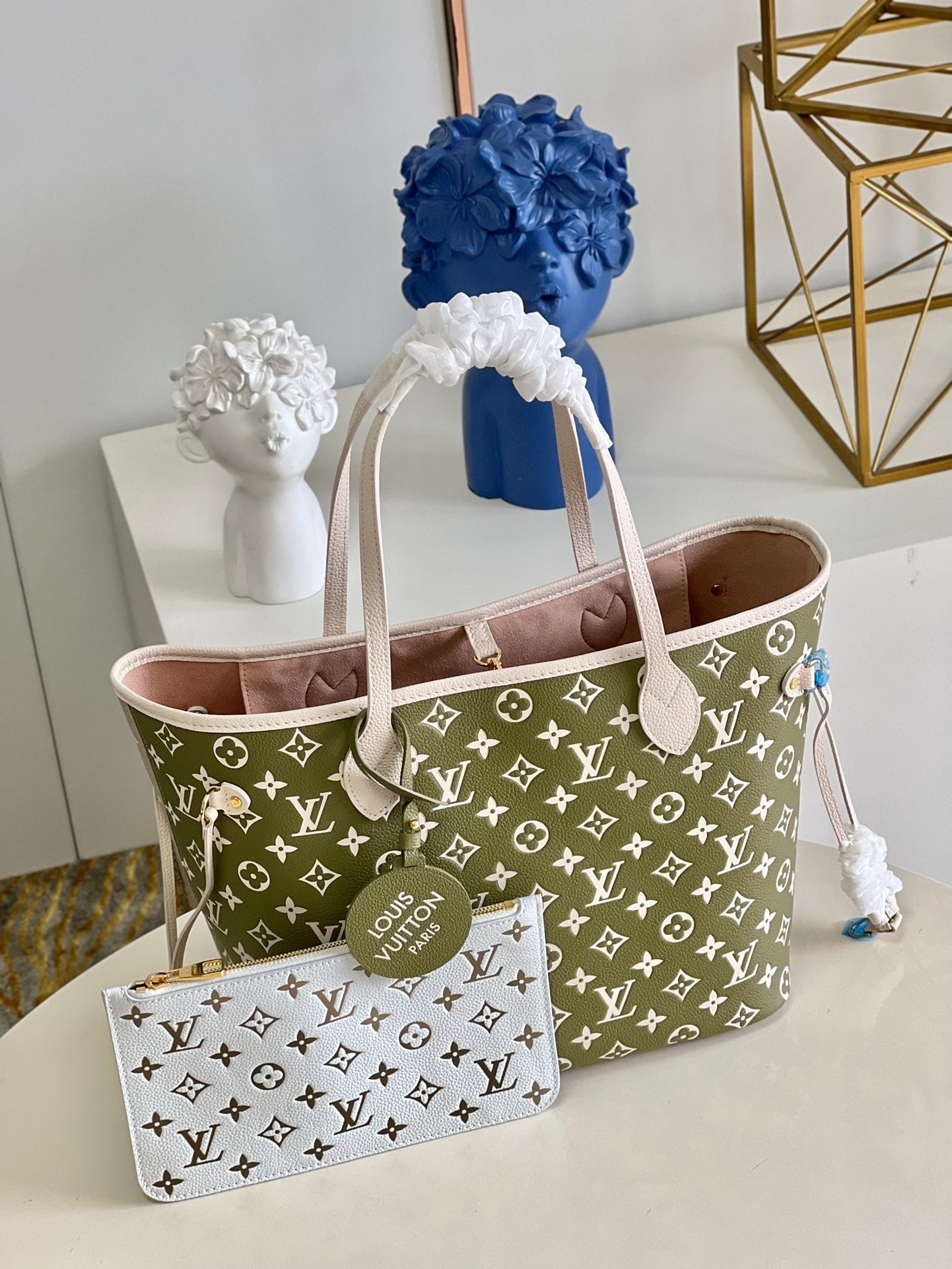 Louis Vuitton Neverfull MM  Tote Bag Khaki Green