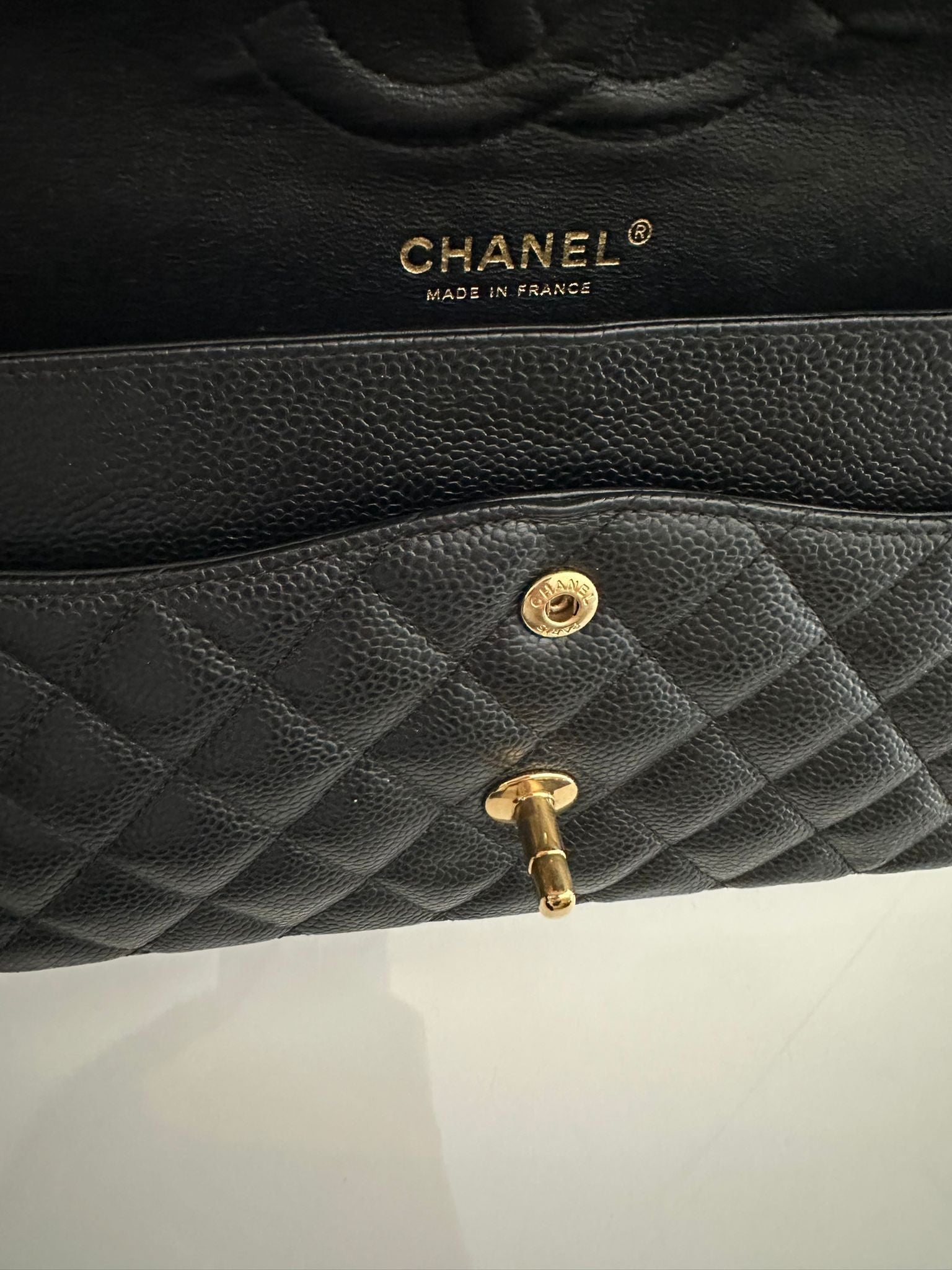 Vintage CHANEL Medium Classic Double Flap Black Caviar Leather