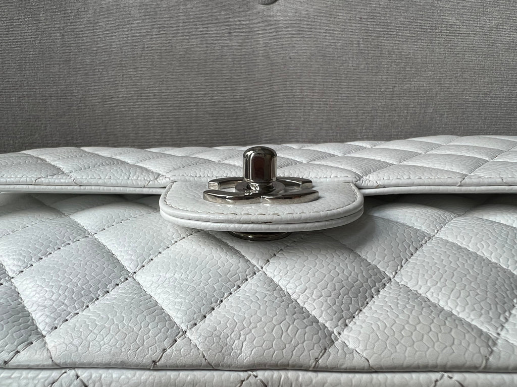 Chanel Medium Classic Flap in White Caviar (RRP £8,530)