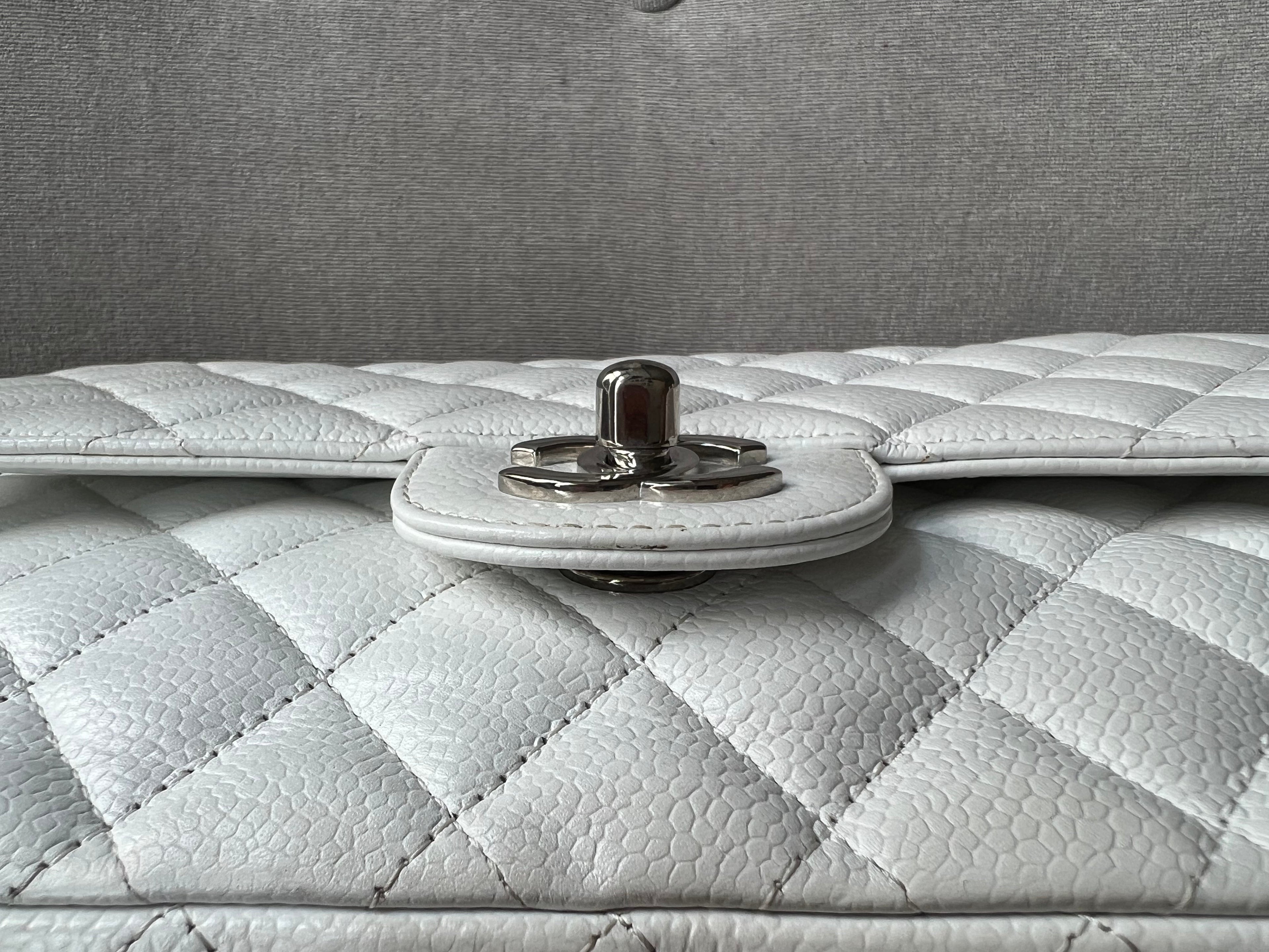 Chanel Medium Classic Flap in White Caviar (RRP £8,530)