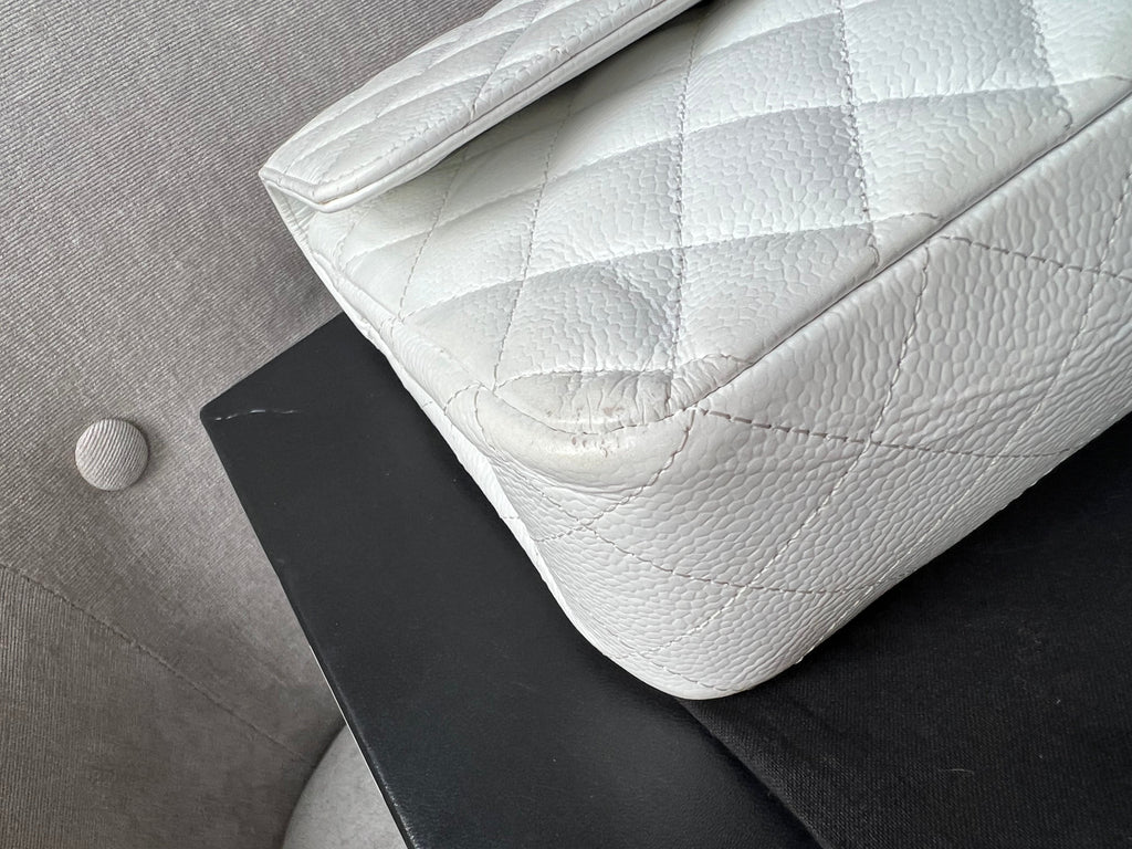 Chanel Medium Classic Flap in White Caviar (RRP £8,530)