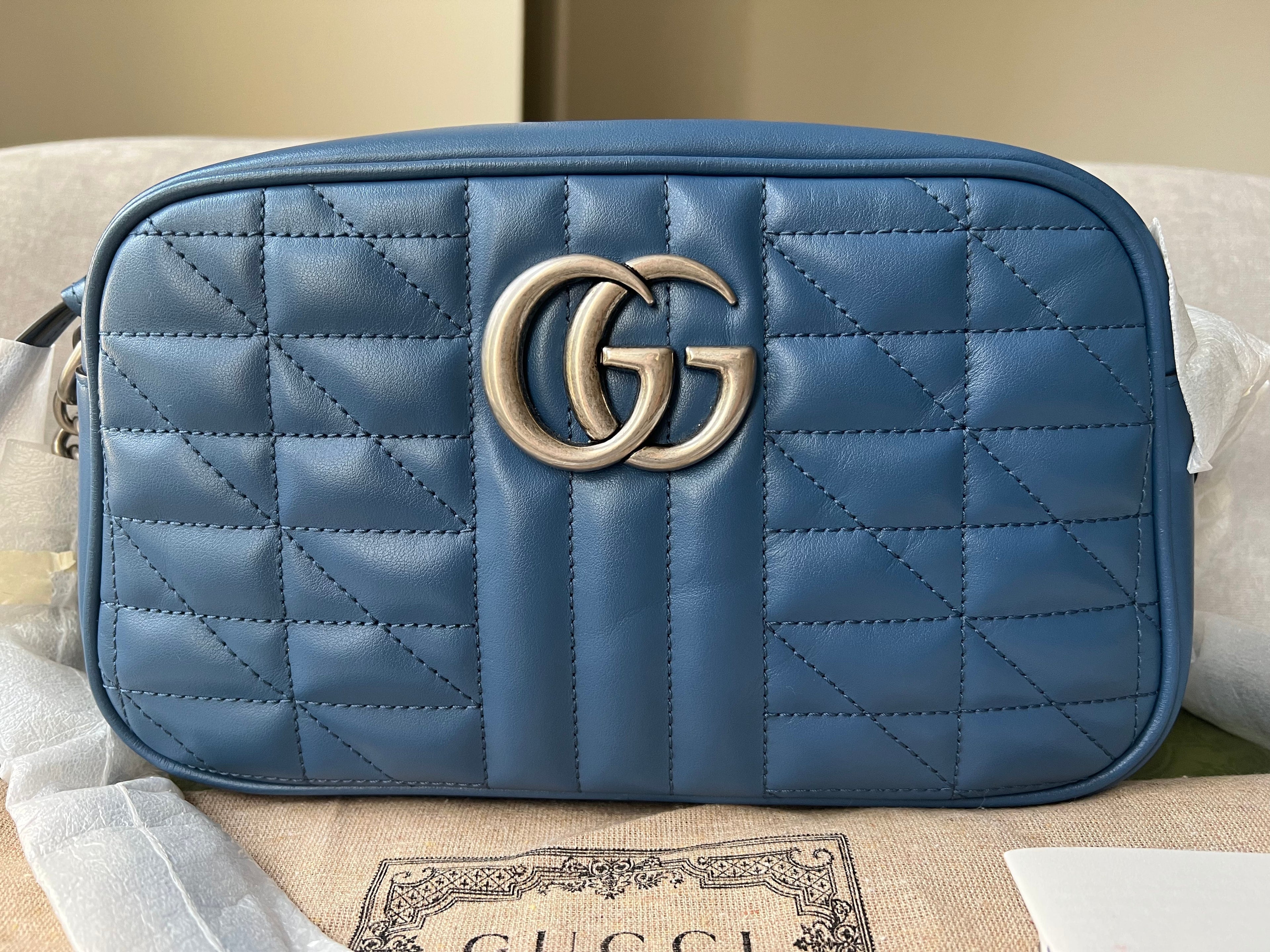 Gucci Aria GG Blue Marmont Small Shoulder Bag (RRP ��1250)