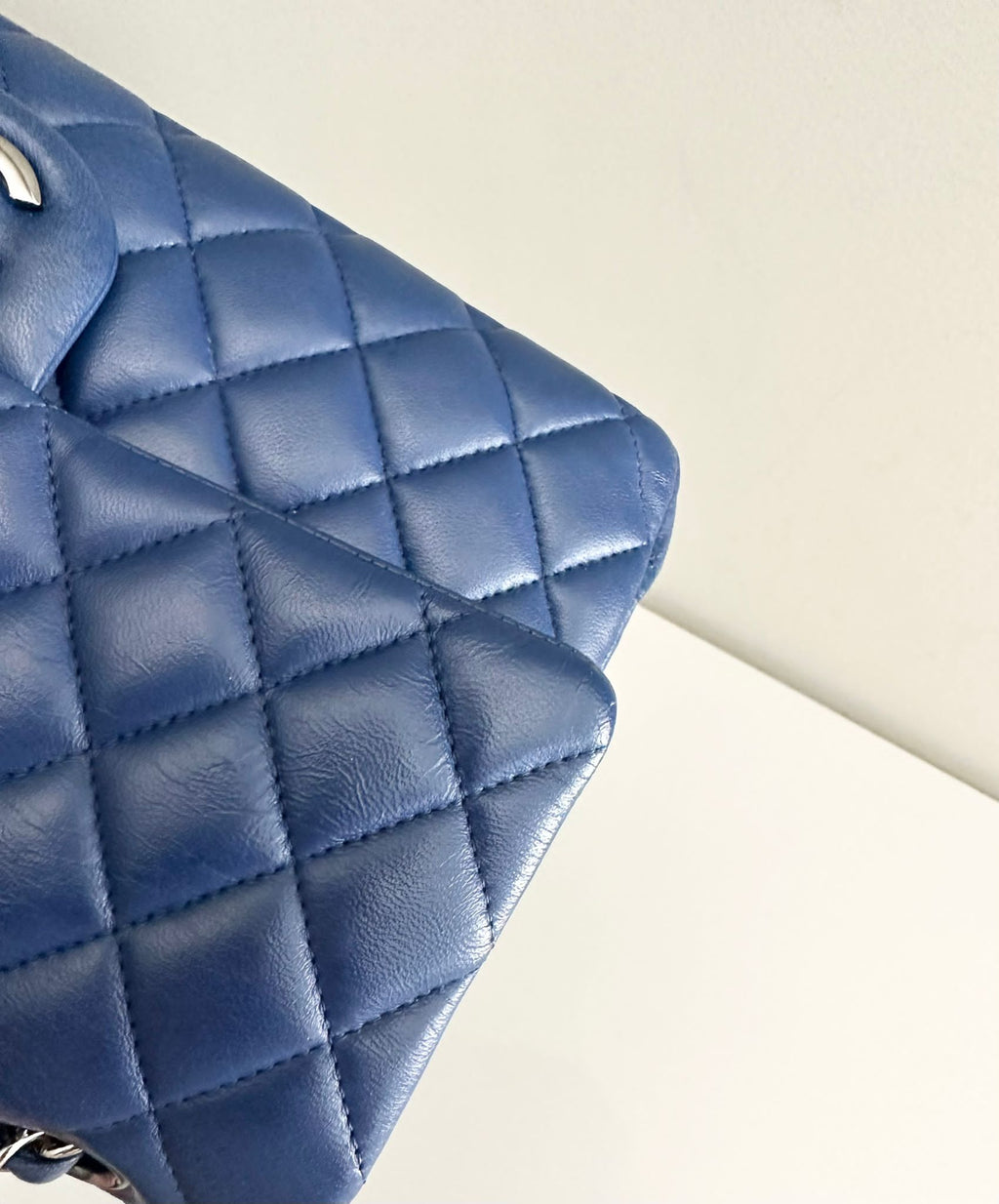 Chanel Classic Medium Lambskin Flap Navy Blue SHW