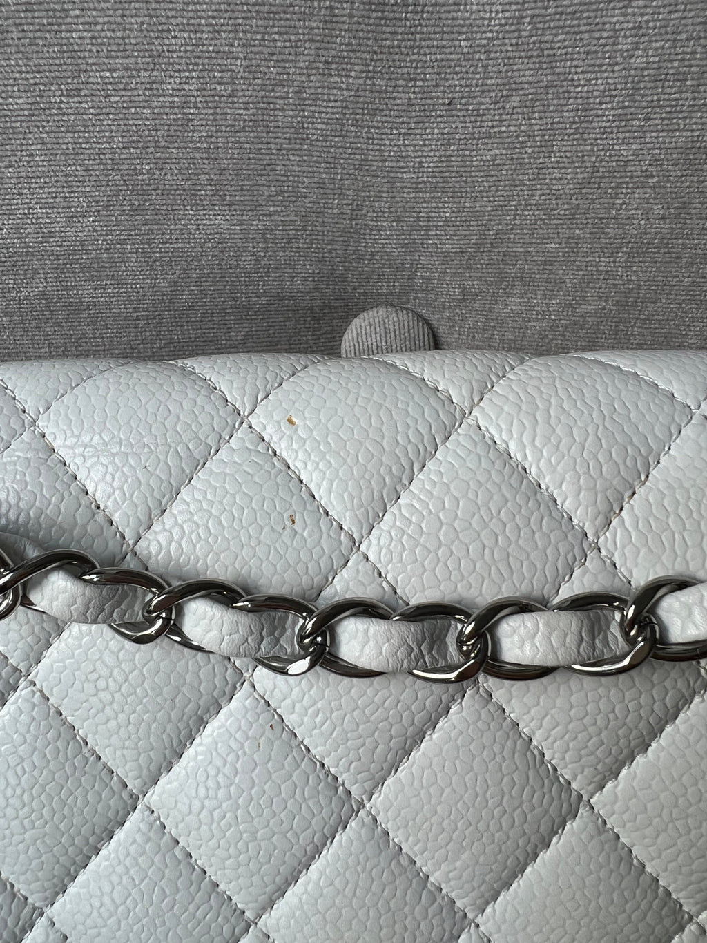Chanel Medium Classic Flap in White Caviar (RRP £8,530)