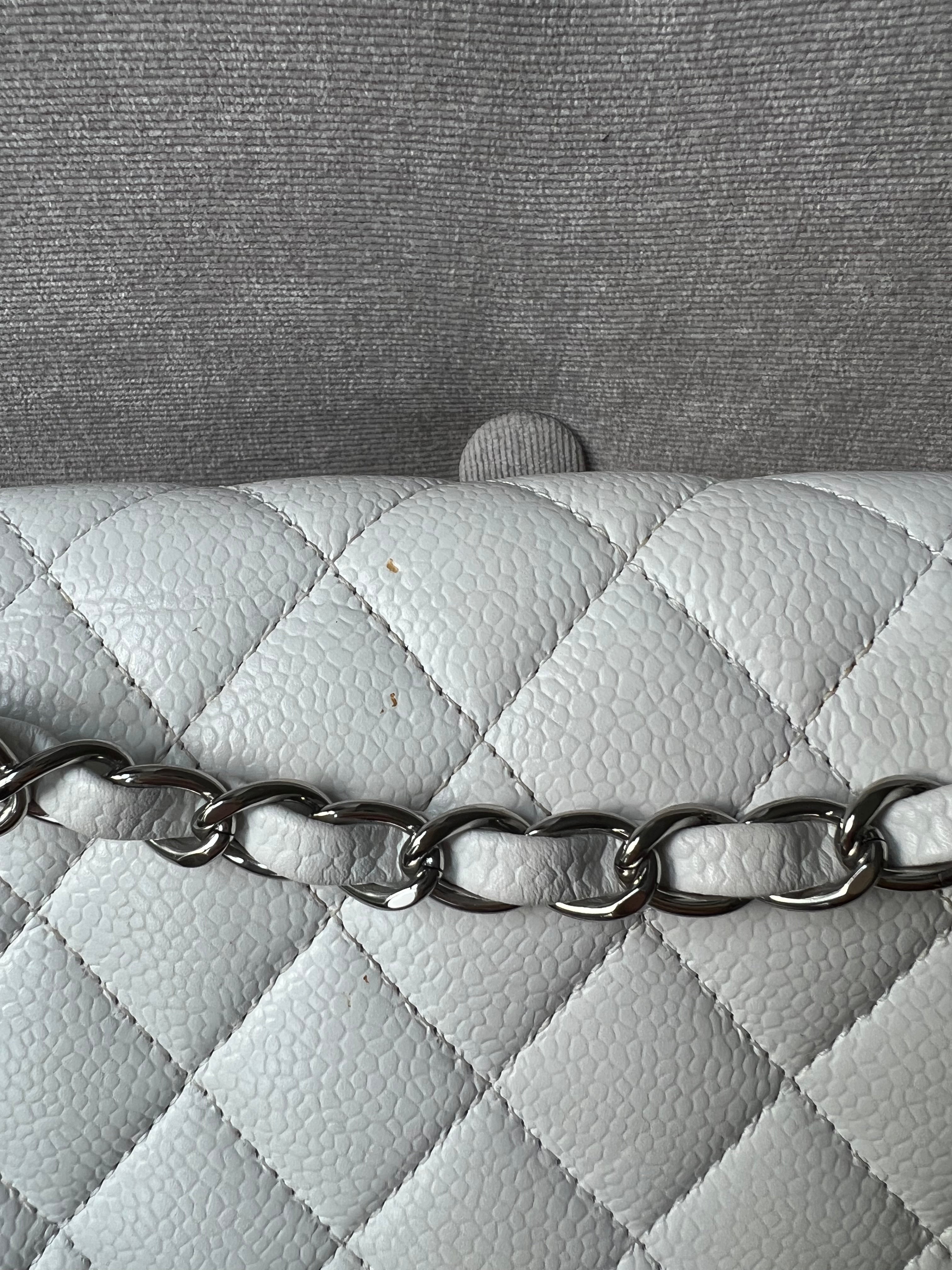 Chanel Medium Classic Flap in White Caviar (RRP £8,530)