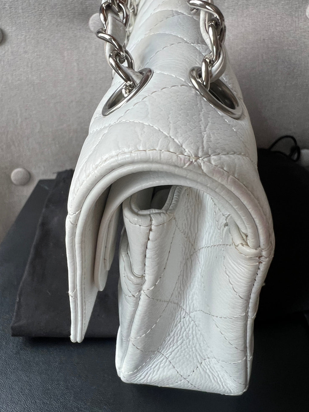 Chanel Medium Classic Flap in White Caviar (RRP £8,530)