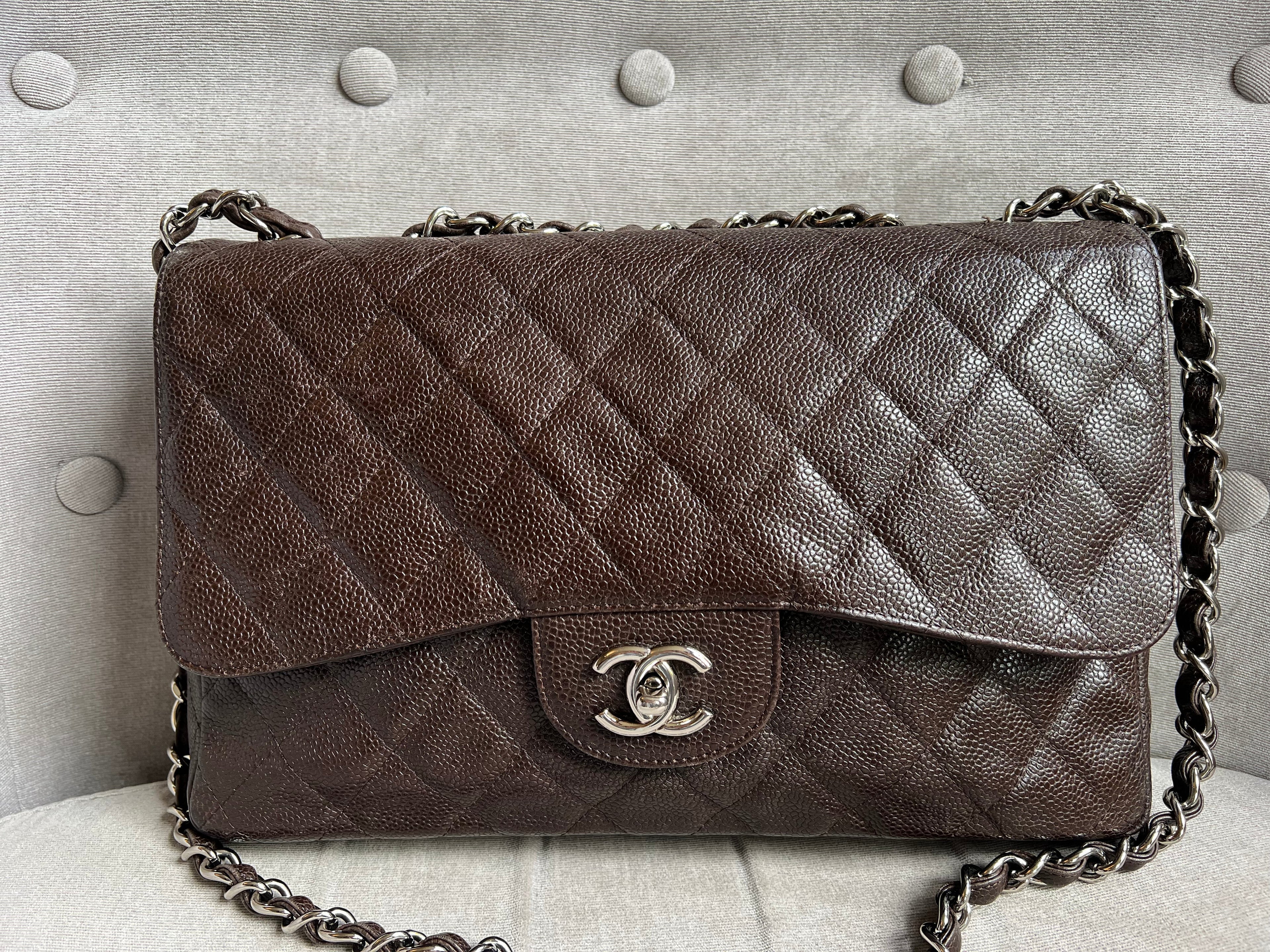 Chanel Jumbo Single Flap in Brown Caviar