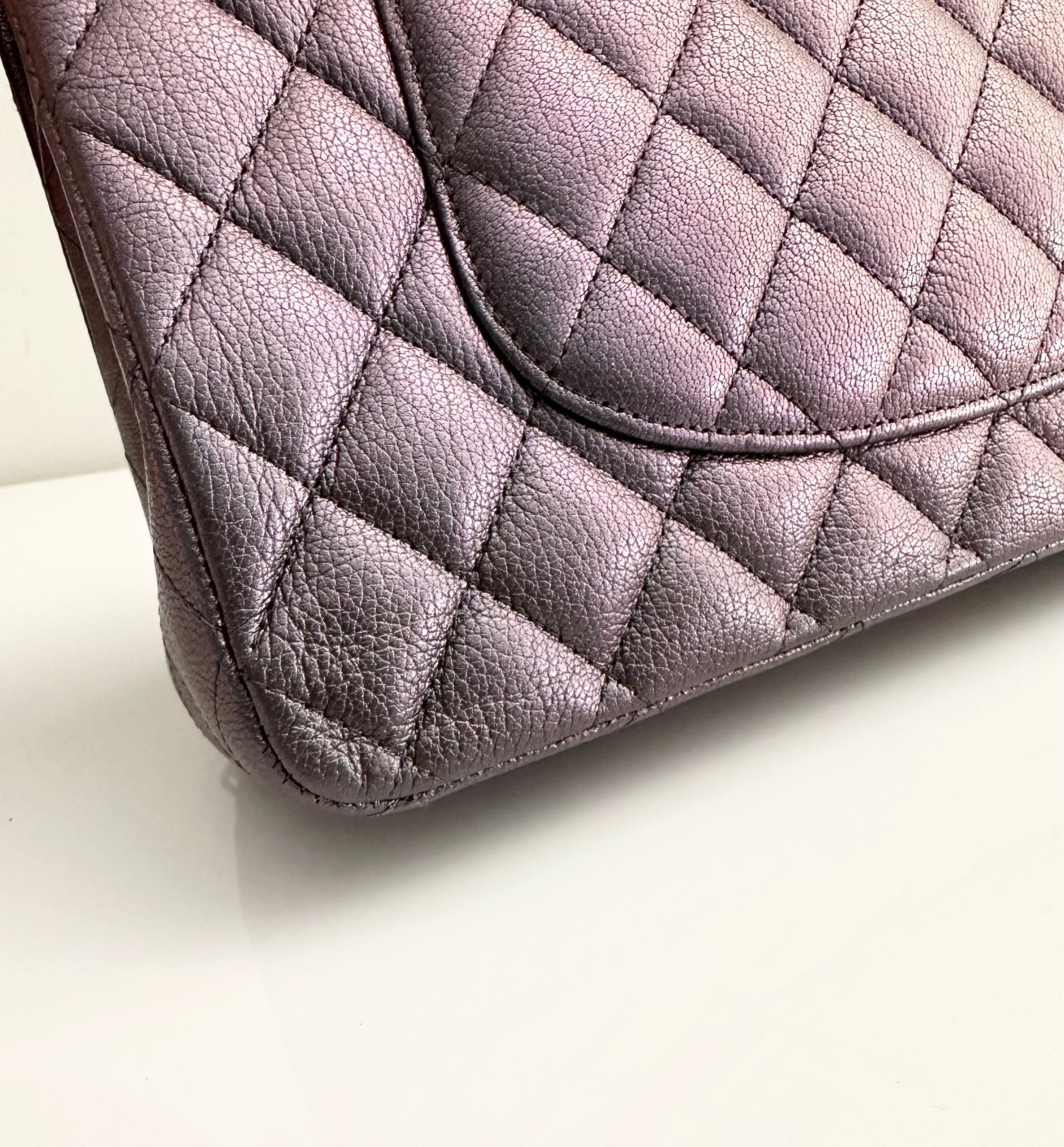 Chanel Classic Medium Goat Flap Purple Rainbow Hardware
