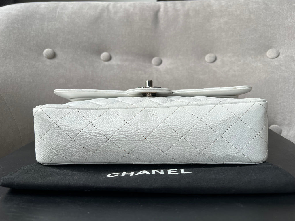 Chanel Medium Classic Flap in White Caviar (RRP £8,530)