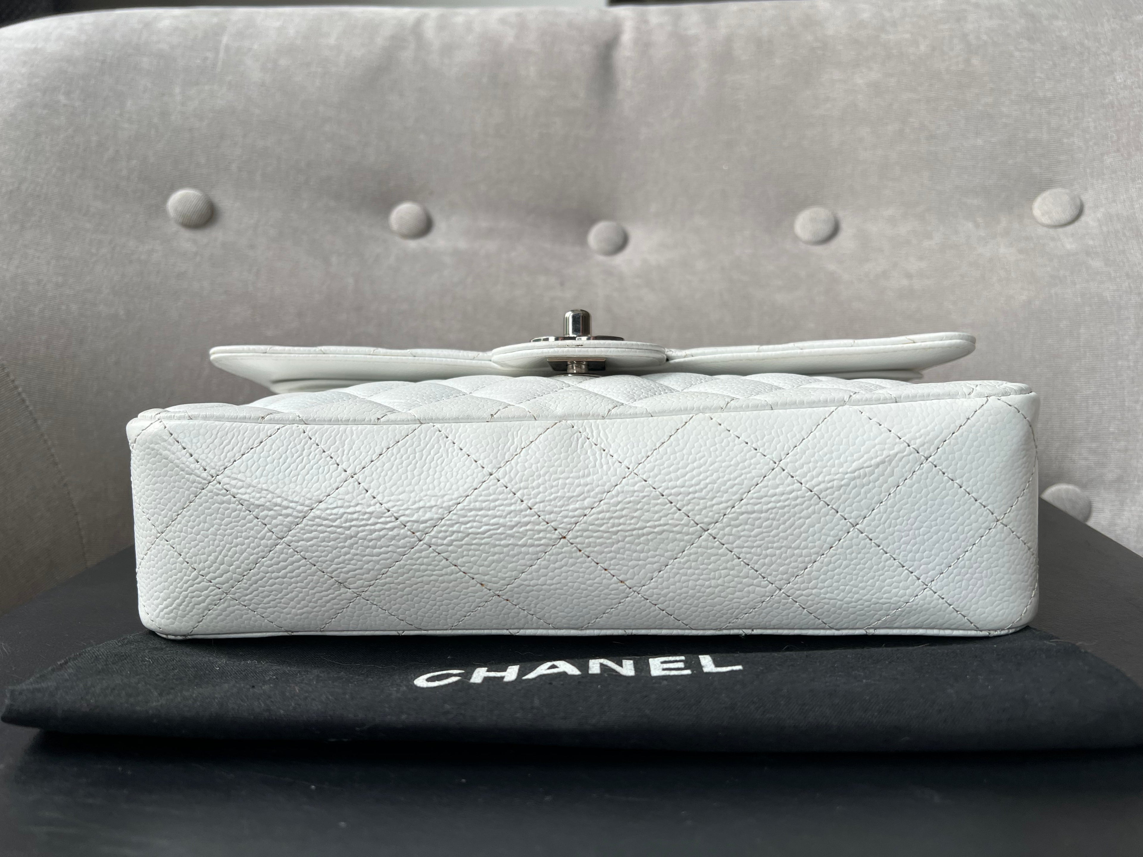 Chanel Medium Classic Flap in White Caviar (RRP £8,530)