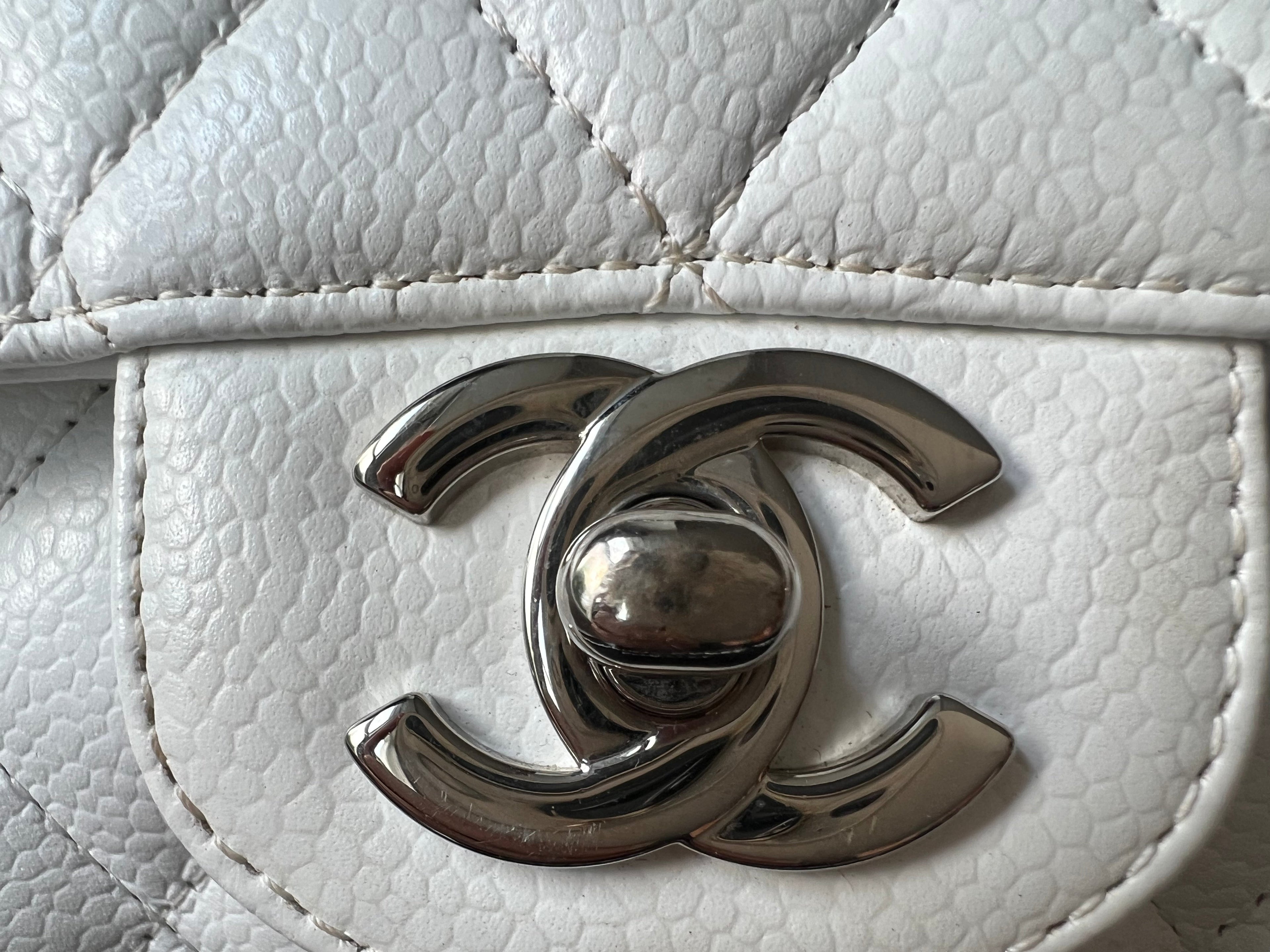 Chanel Medium Classic Flap in White Caviar (RRP £8,530)