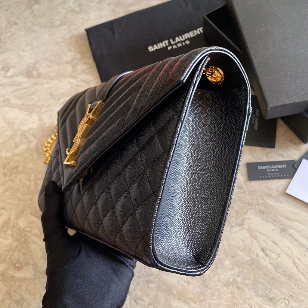YSL  Envelope Medium Bag In Mix Matelasse Grain  De Poudre Embossed Leather