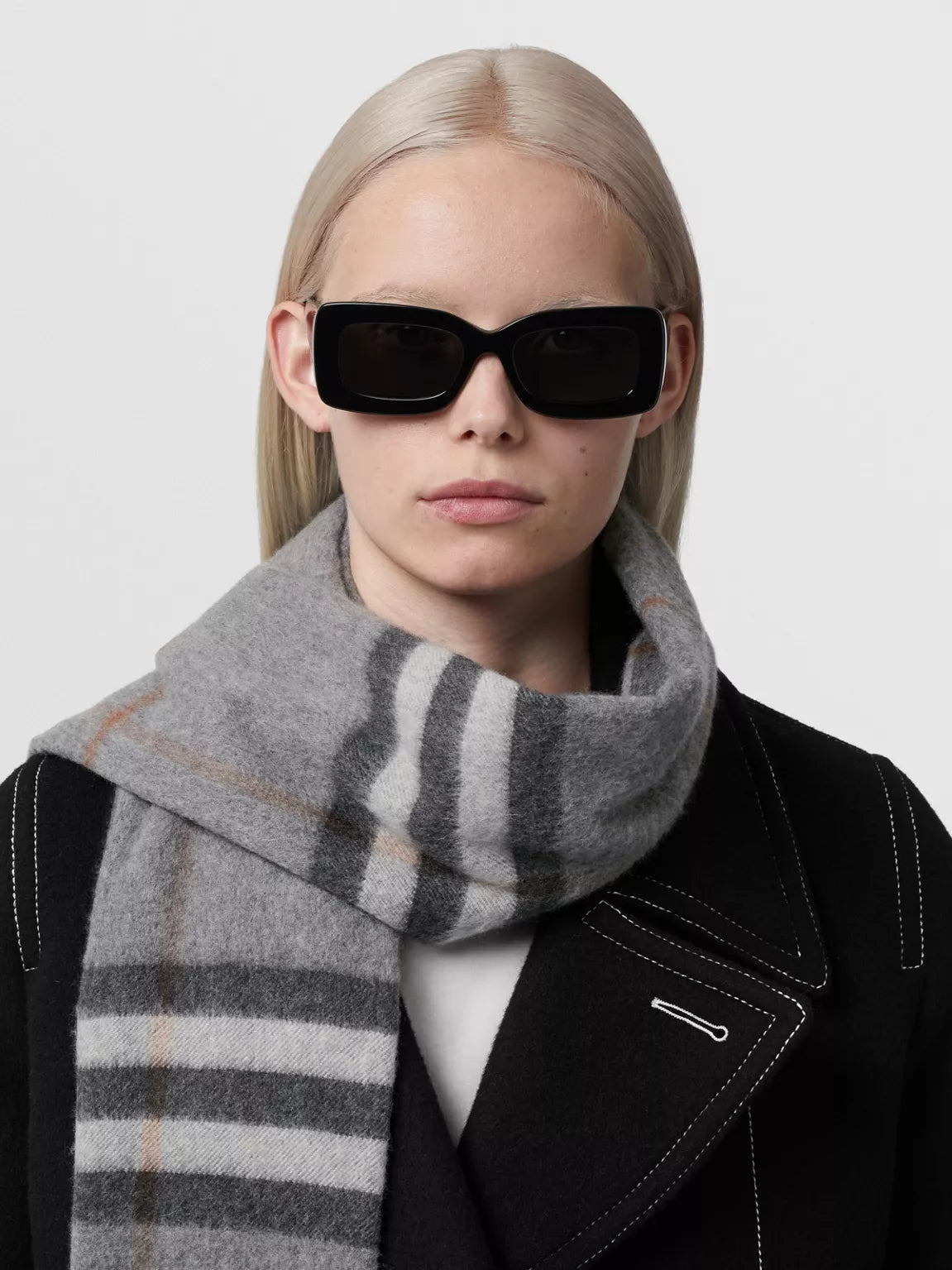 Burberry Classic Check Grey Cashmere Scarf (RRP £390)