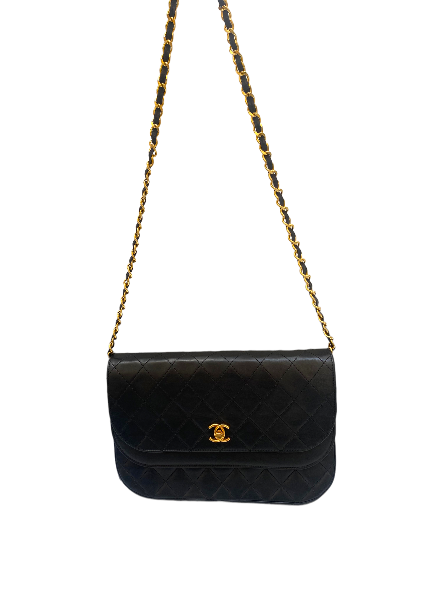 Chanel vintage dark blue quilted flap bag