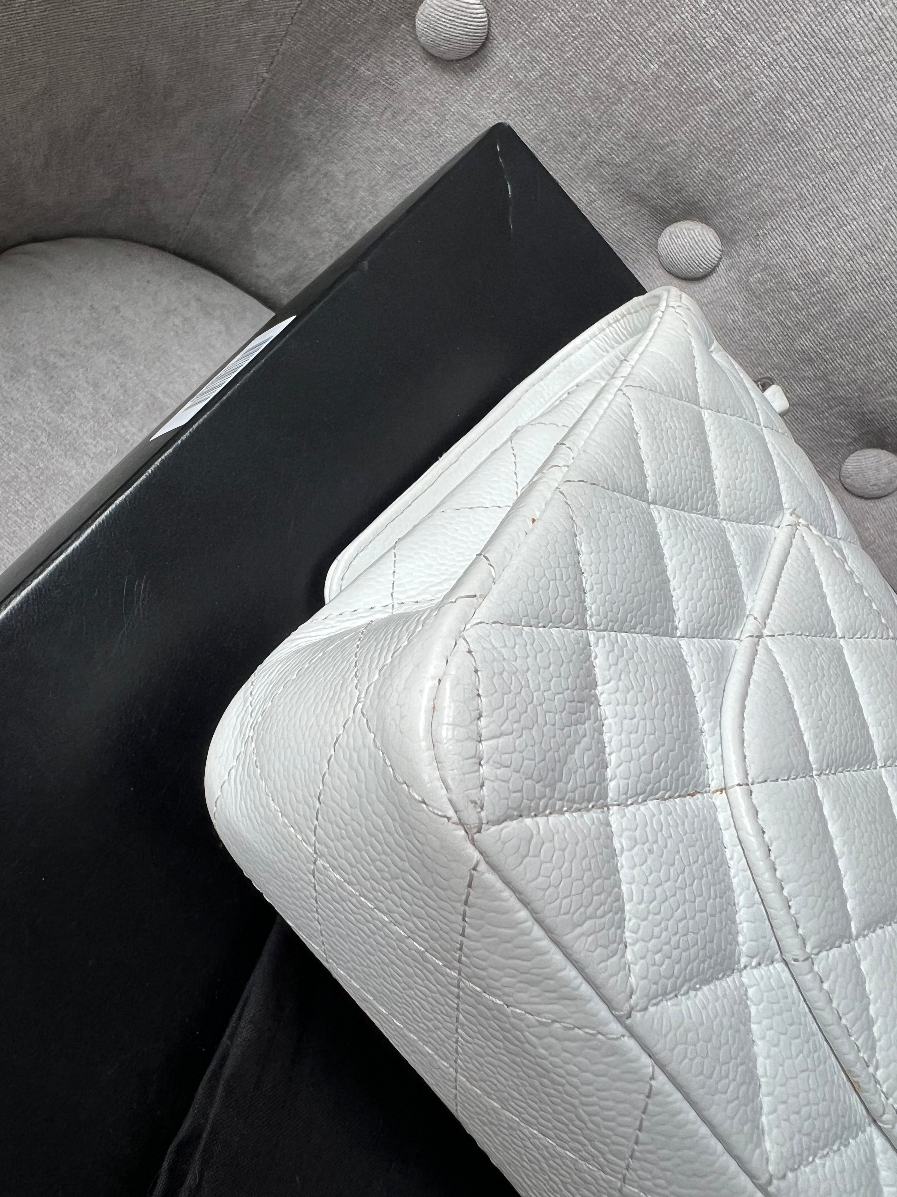 Chanel Medium Classic Flap in White Caviar (RRP £8,530)