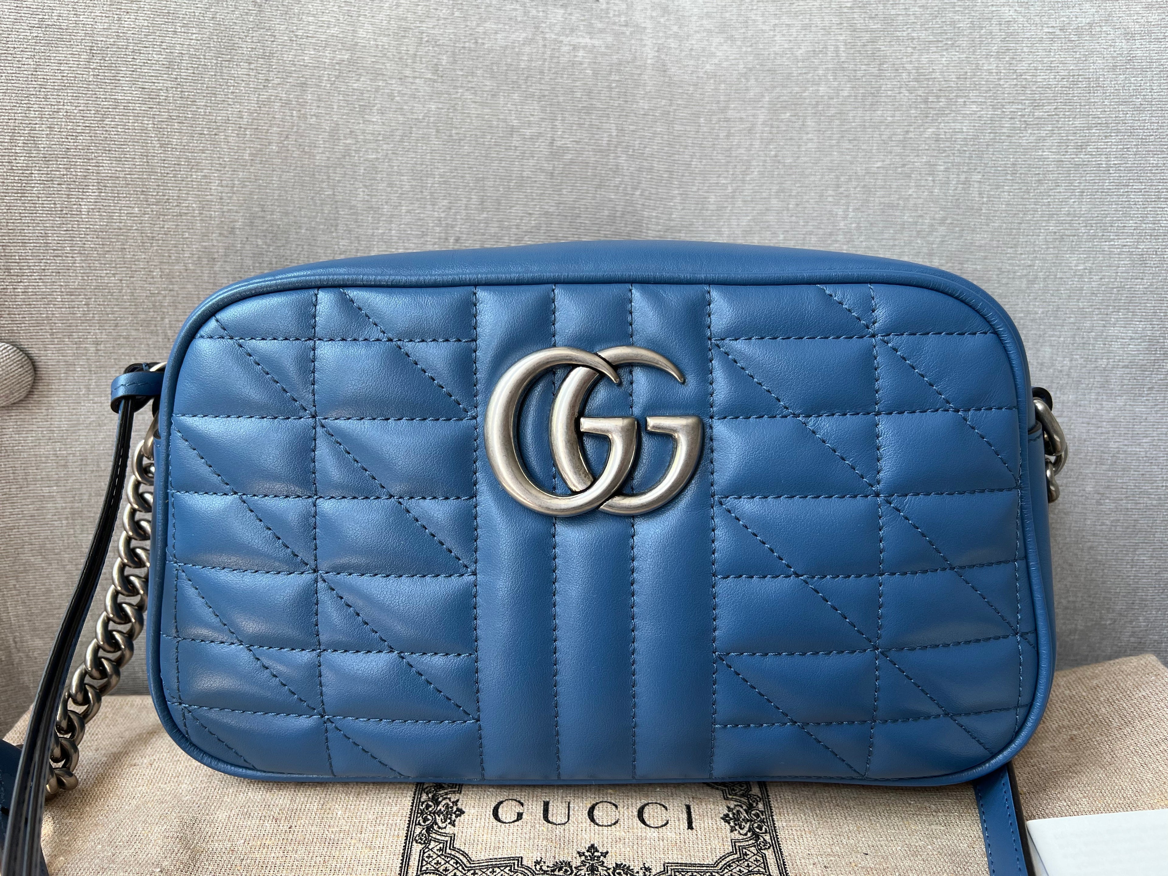 Gucci Aria GG Blue Marmont Small Shoulder Bag (RRP ��1250)