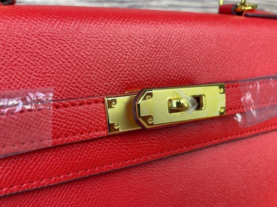 Hermes Kelly 25 cm Rouge VIF Courchevel GHW (SPECIAL)