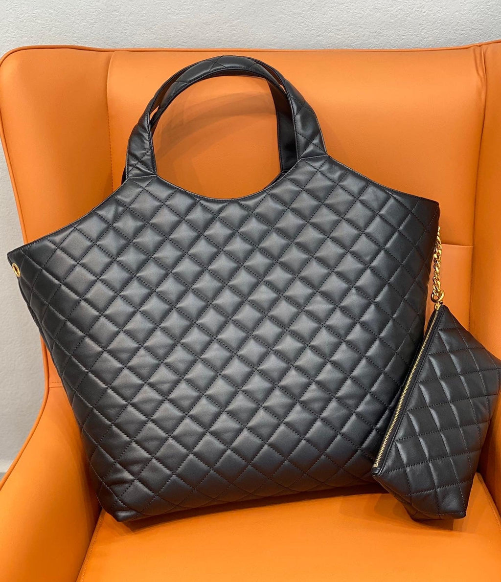 YSL ICARE MAXI SHOPPING BAG IN QUILTED LAMBSKIN