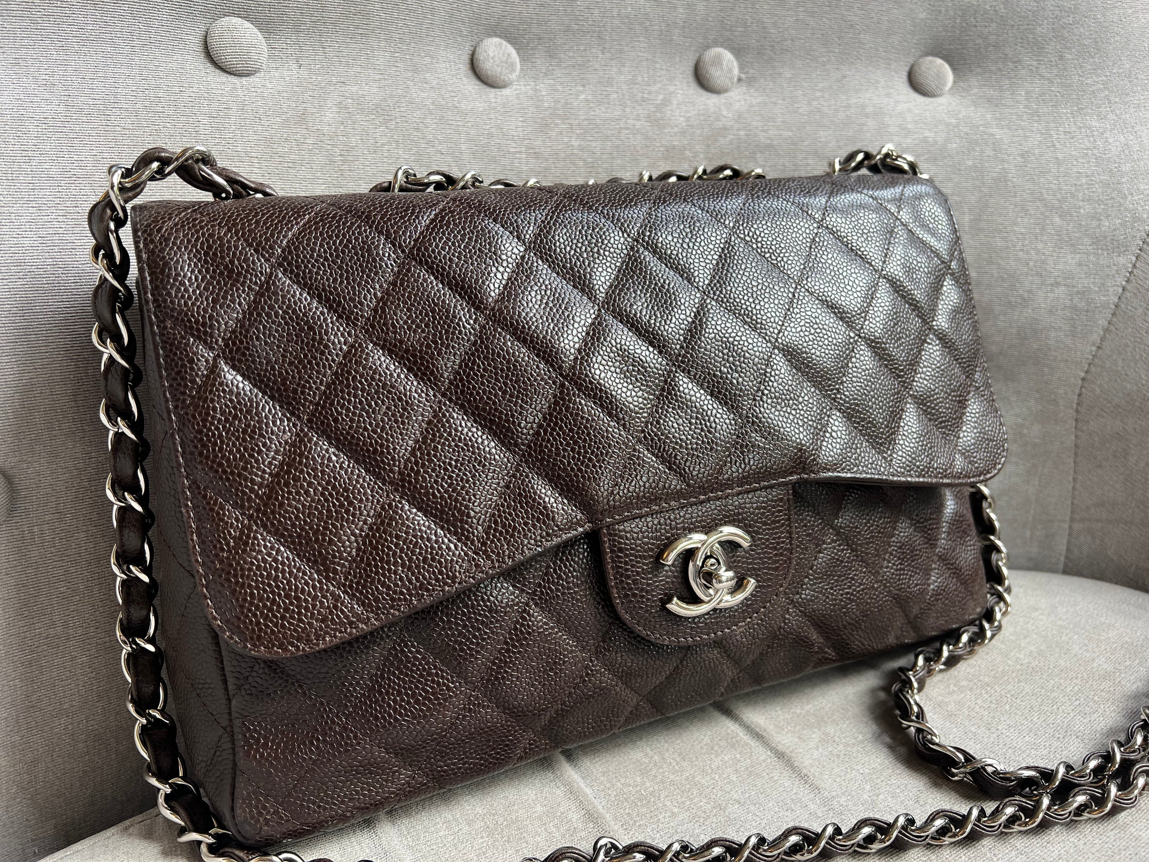 Chanel Jumbo Single Flap in Brown Caviar
