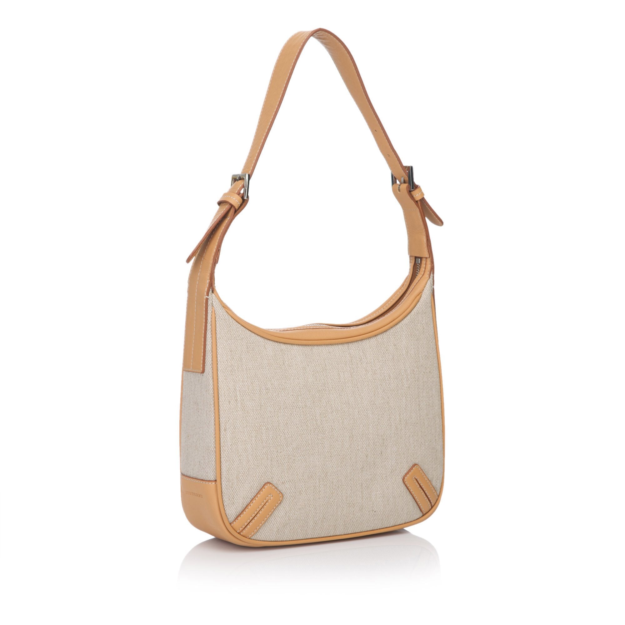 Pre-Loved Burberry Brown Beige Canvas Fabric Shoulder Bag United Kingdom