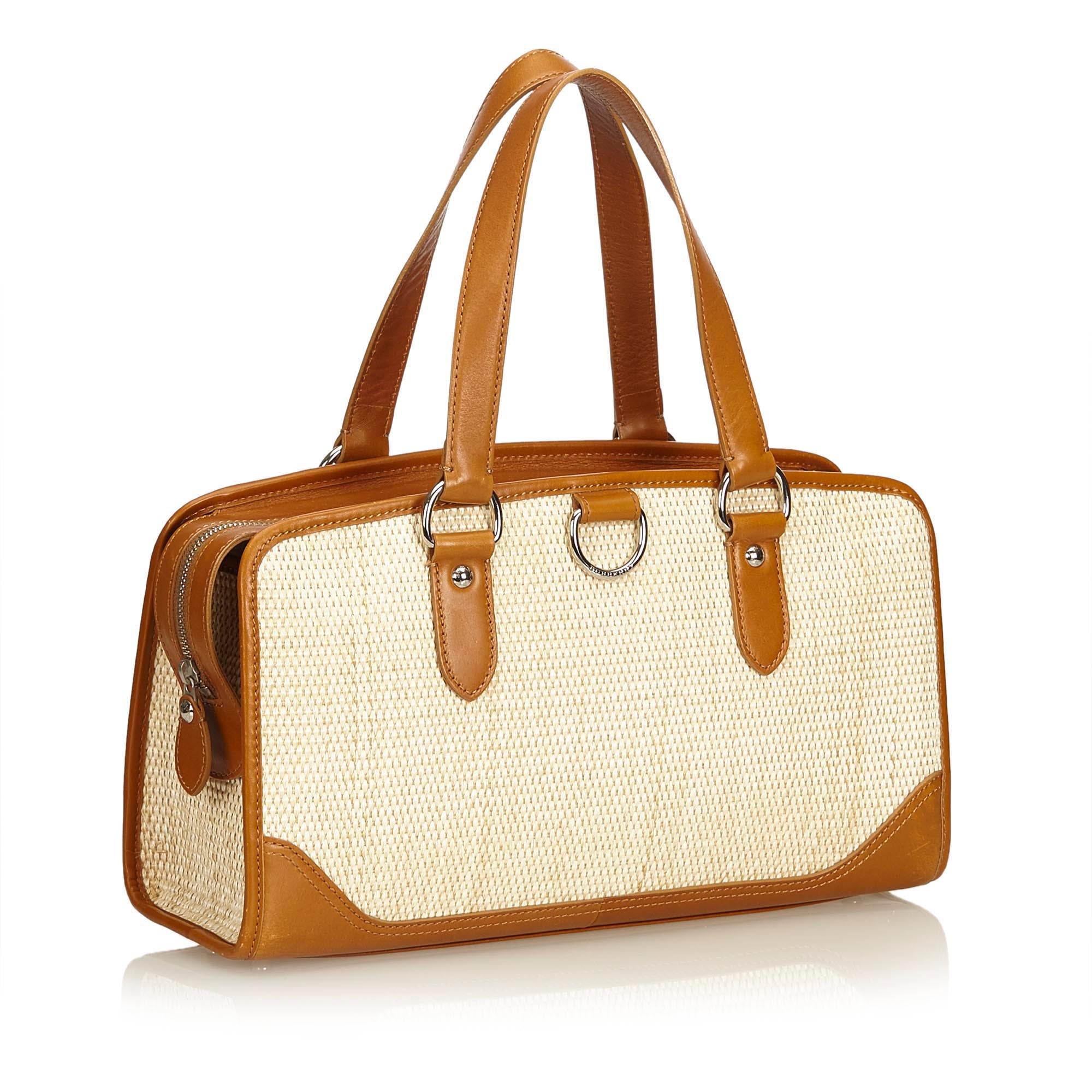 Pre-Loved Burberry Brown Beige Straw Natural Material Handbag United Kingdom