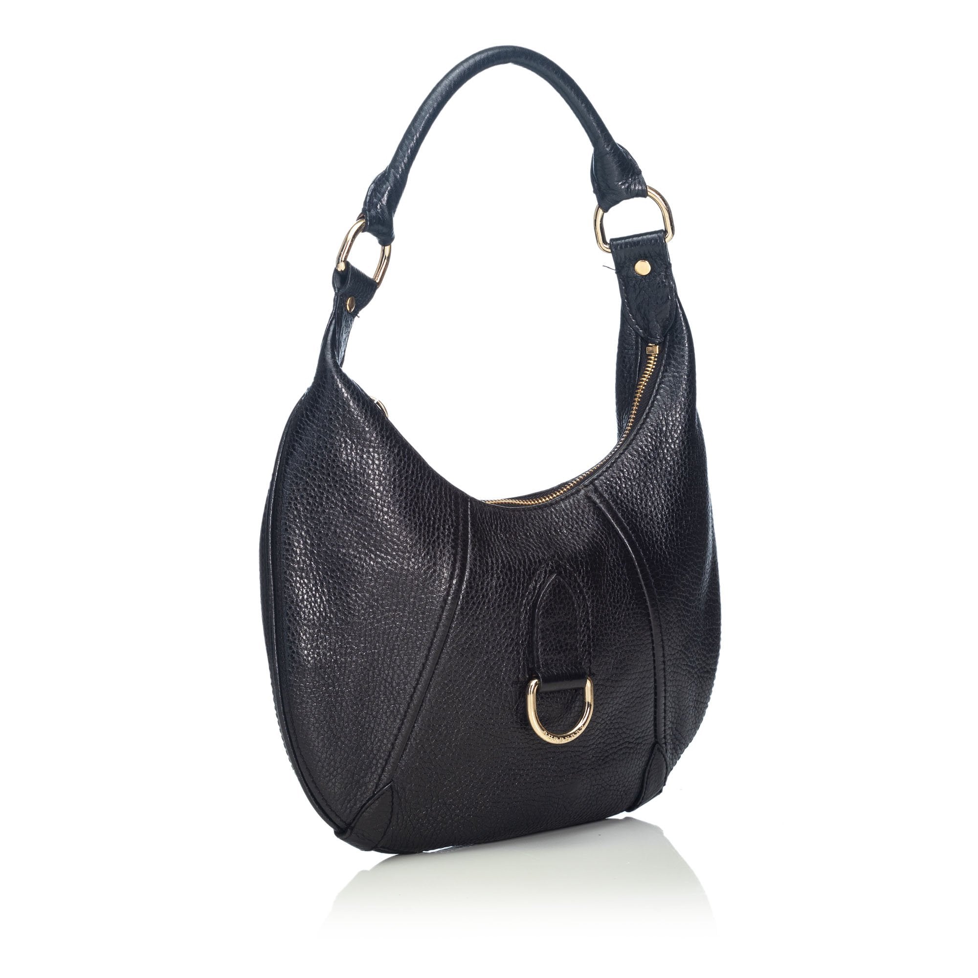 Pre-Loved Burberry Black Others Leather Grained Hobo Bag China