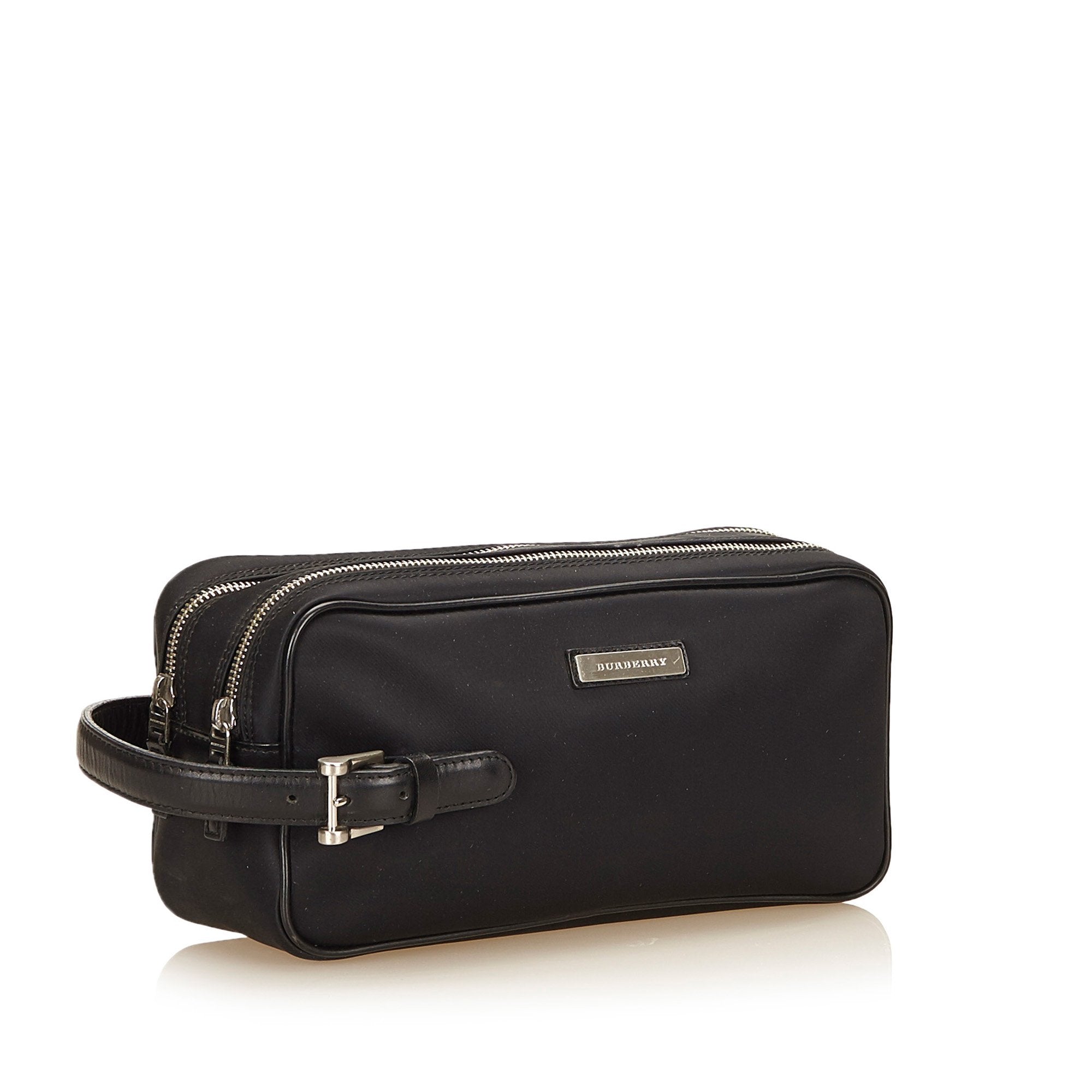 Pre-Loved Burberry Black Nylon Fabric Clutch Bag Japan