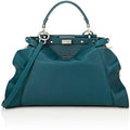 Fendi Wave Medium Peekaboo Teal Blue Bag