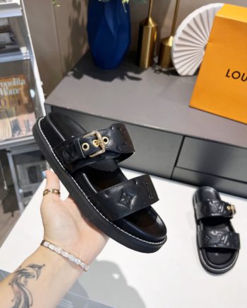 louis vuitton Women's Bom Dia Flat Mule Black For Women
