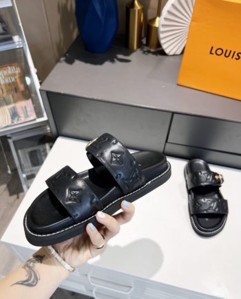 louis vuitton Women's Bom Dia Flat Mule Black For Women