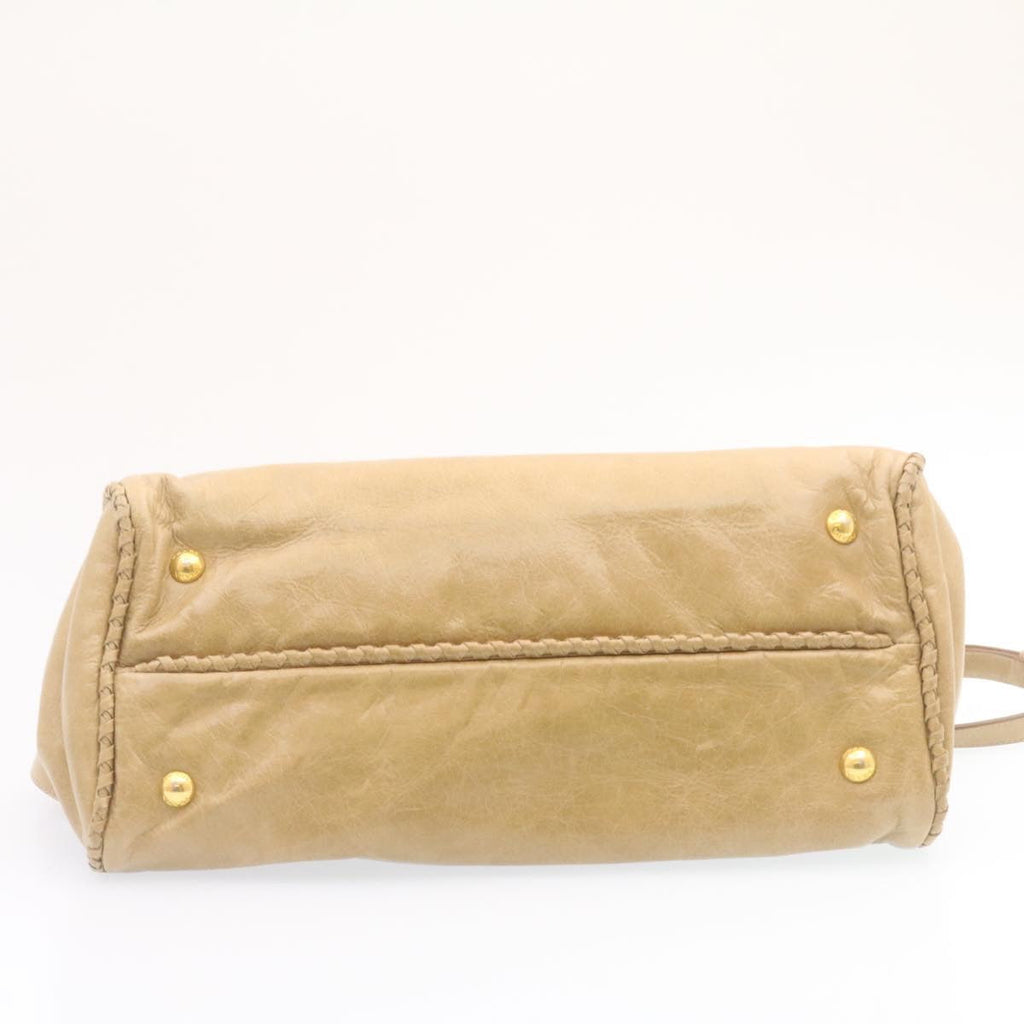 PRADA Hand Bag Leather 2Way Beige  jk135