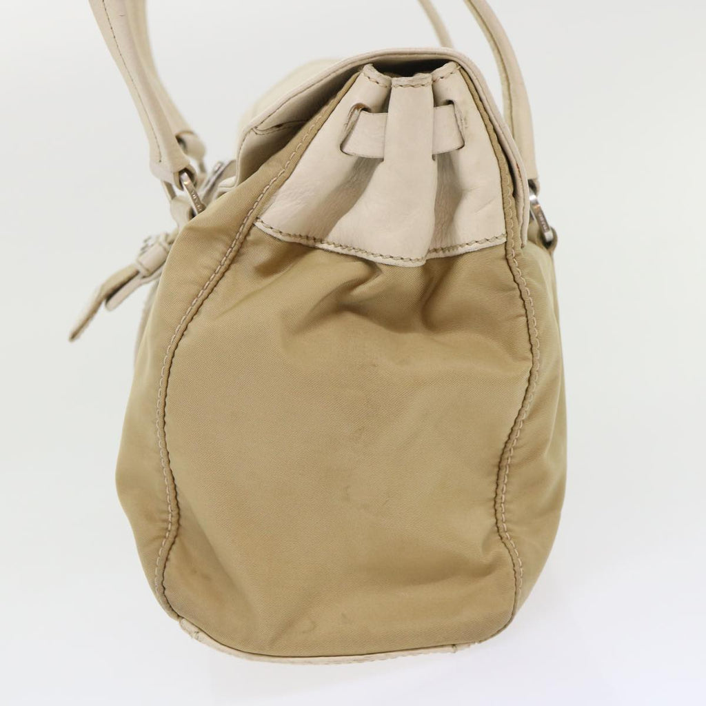 PRADA Hand Bag Nylon Leather Beige  ki3154