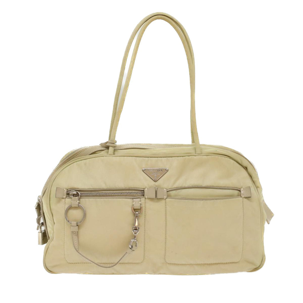 PRADA Hand Bag Nylon White  ki3224