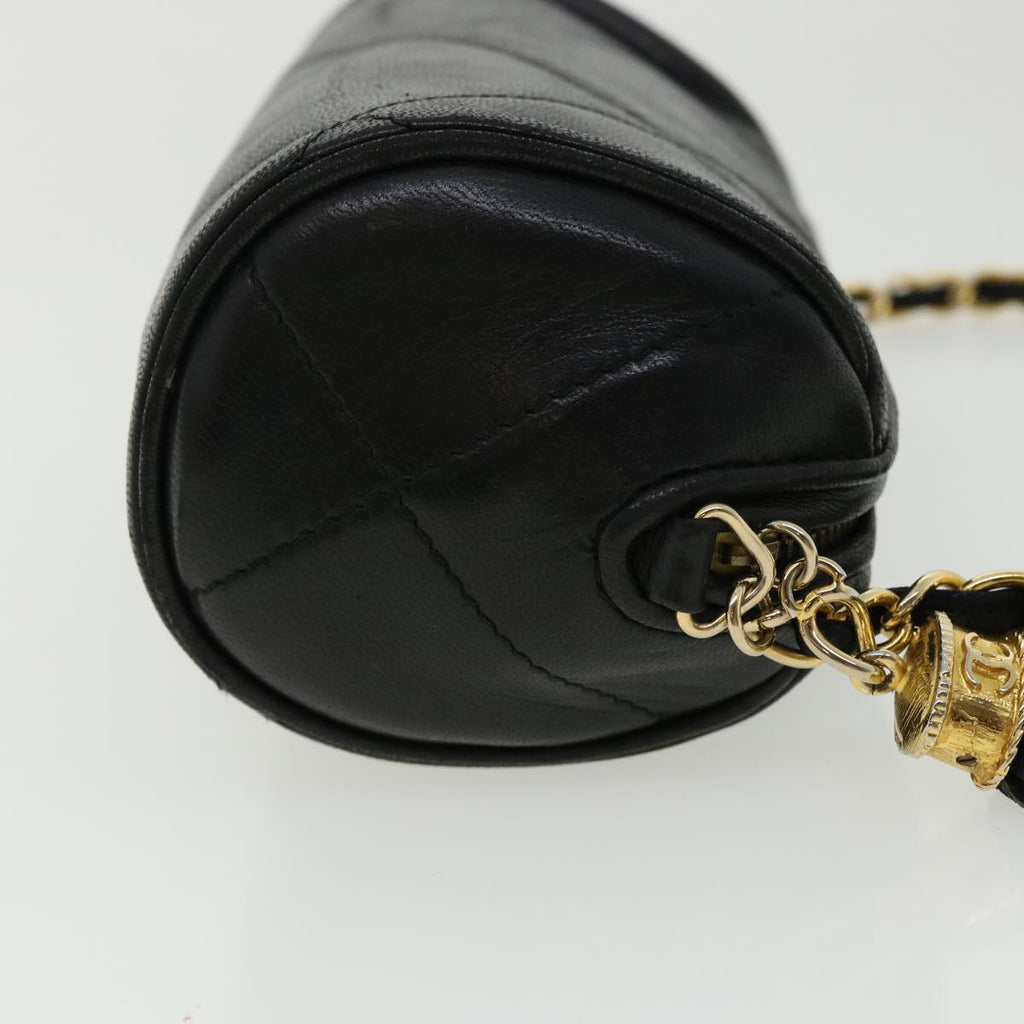 CHANEL COCO Mark FringeChain Shoulder Bag Lamb Skin Black CC  knn088