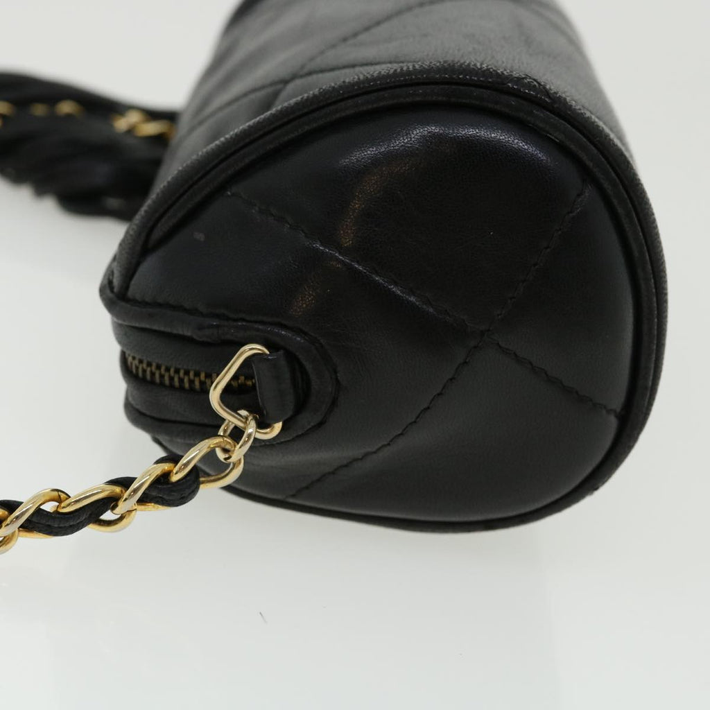 CHANEL COCO Mark FringeChain Shoulder Bag Lamb Skin Black CC  knn088