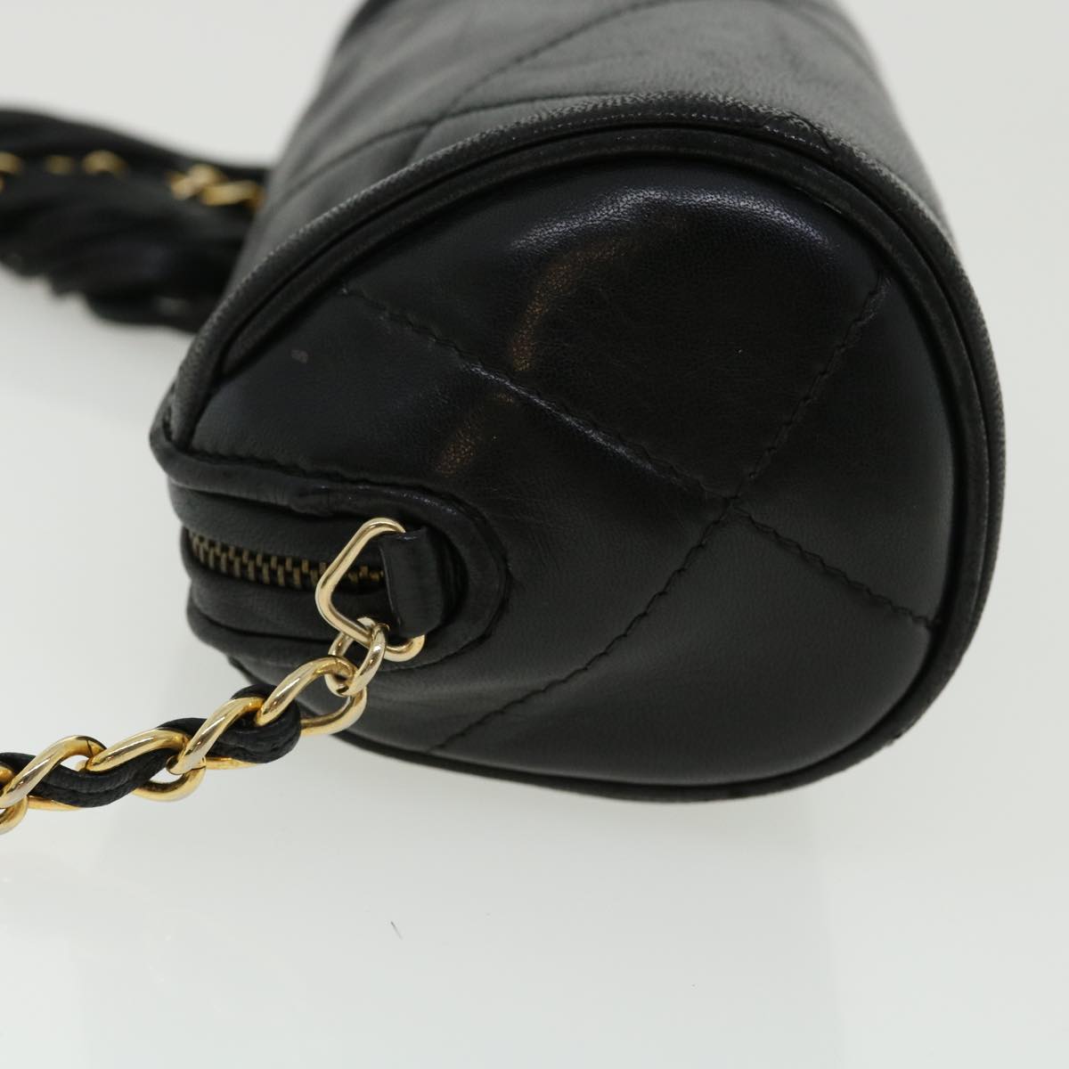 CHANEL COCO Mark FringeChain Shoulder Bag Lamb Skin Black CC  knn088