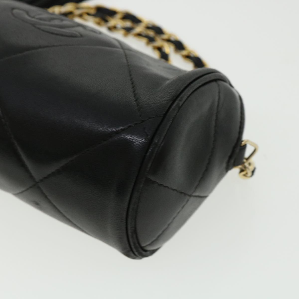 CHANEL COCO Mark FringeChain Shoulder Bag Lamb Skin Black CC  knn088