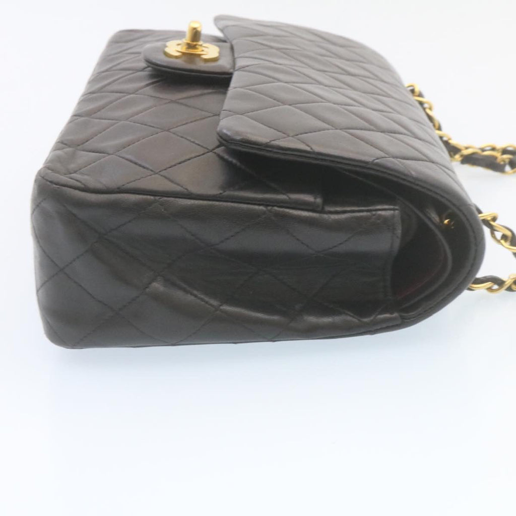 CHANEL Matelasse Chain Flap Classic Shoulder Bag Lamb Skin Black  lt323A