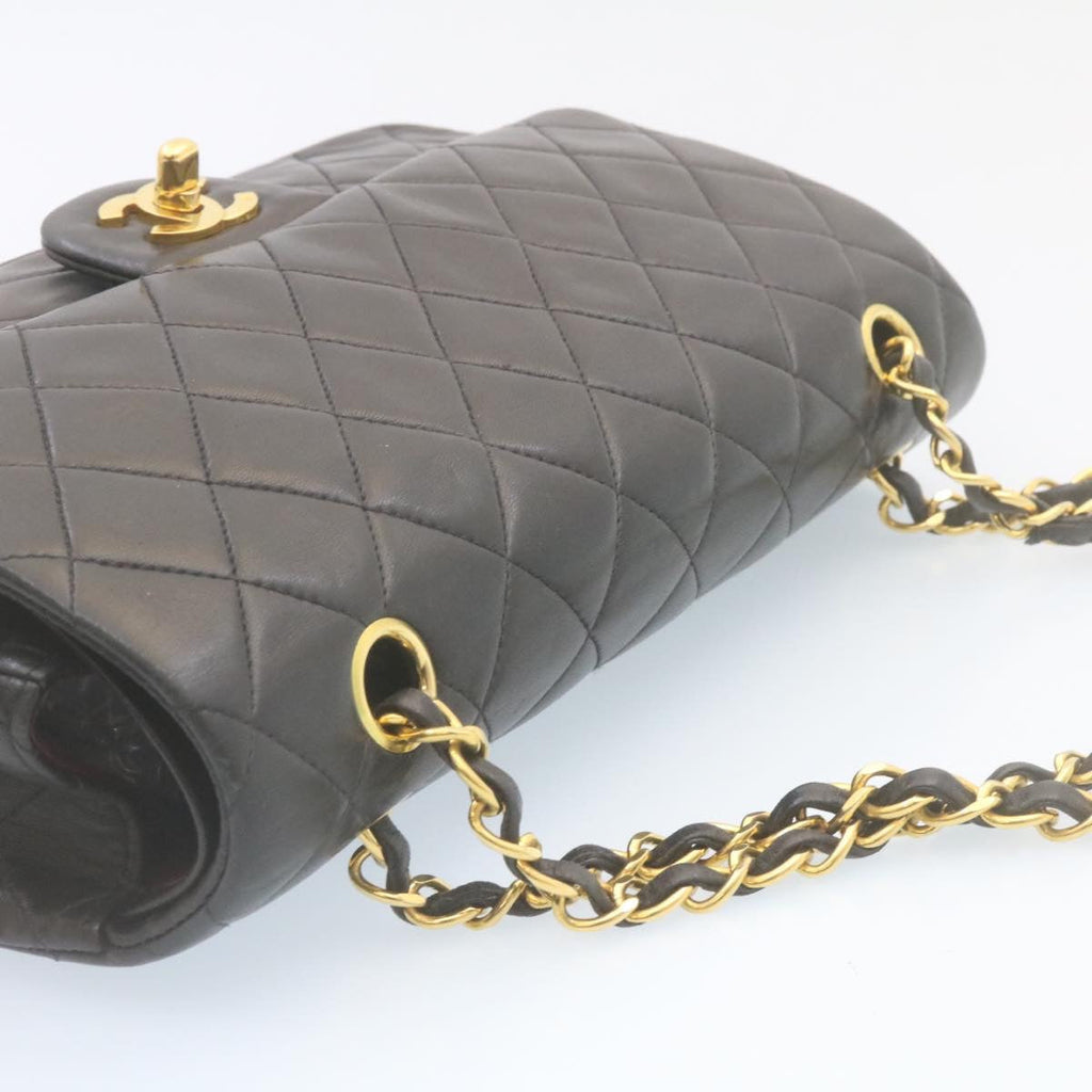 CHANEL Matelasse Chain Flap Classic Shoulder Bag Lamb Skin Black  lt323A