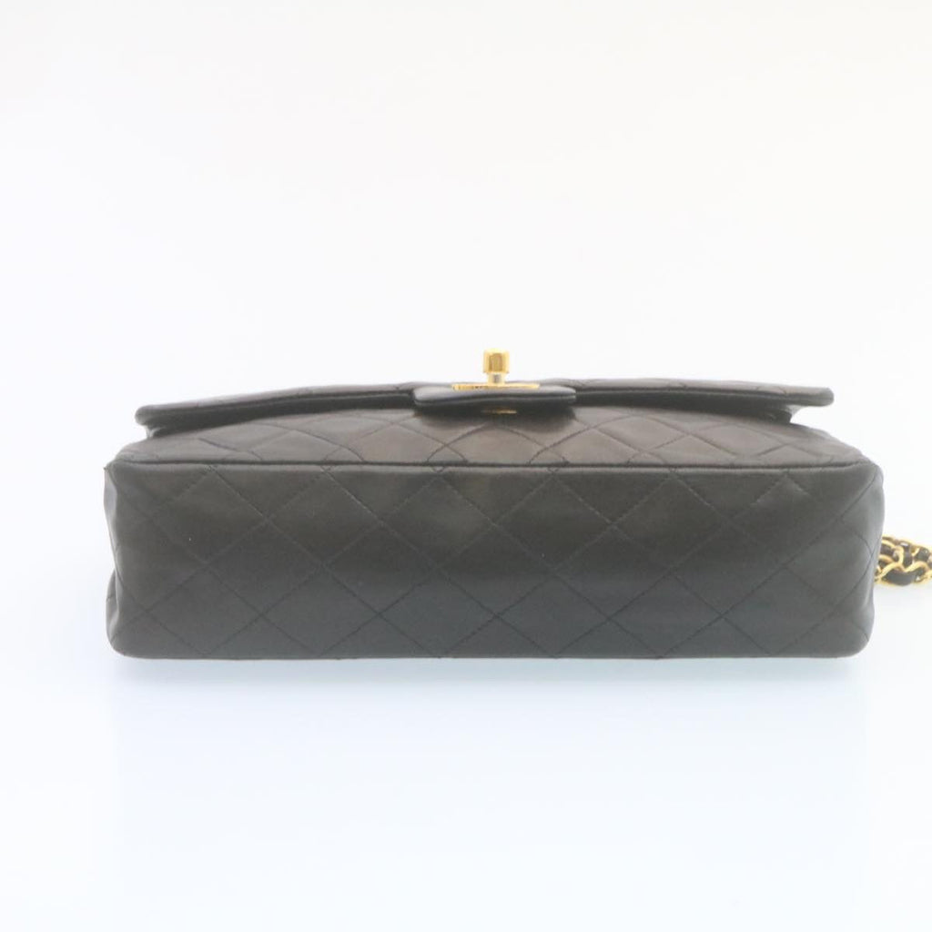 CHANEL Matelasse Chain Flap Classic Shoulder Bag Lamb Skin Black  lt323A