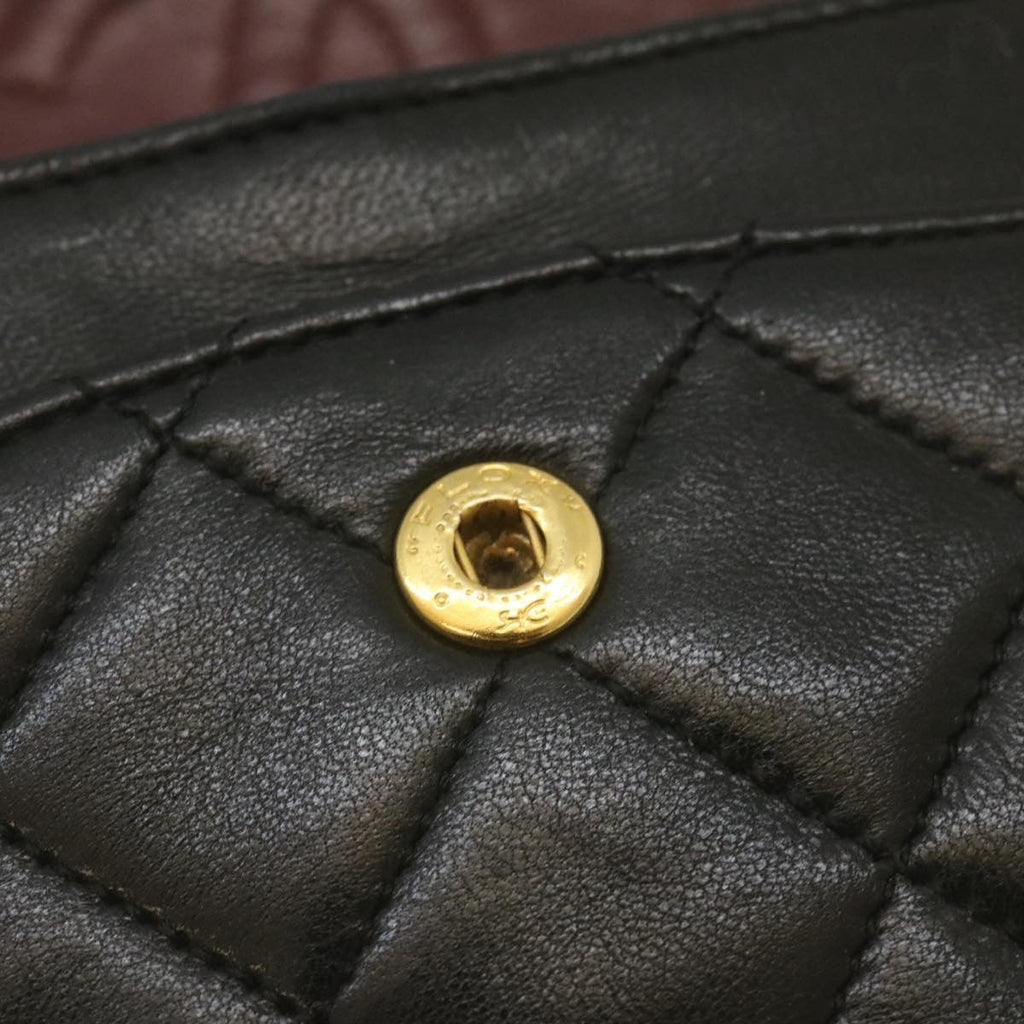 CHANEL Classic Matelasse 23 Chain Flap Shoulder Bag Lamb Skin Black Auth lt398A